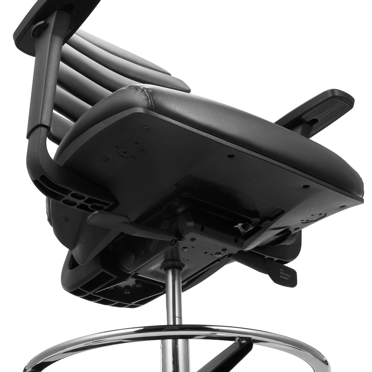 Parte inferior del asiento y pistón de gas de la silla de mostrador ERGO LINE II WORK en cuero sintético negro de hjh OFFICE