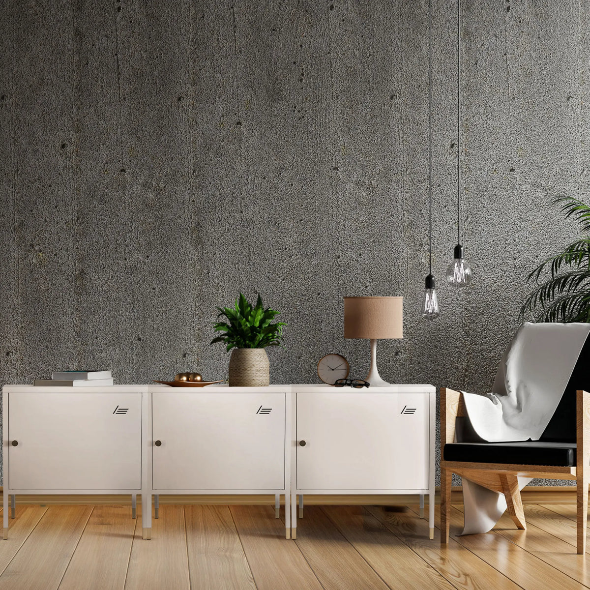 Armario de oficina blanco UMEO con tres puertas y patas estrechas de hjh OFFICE