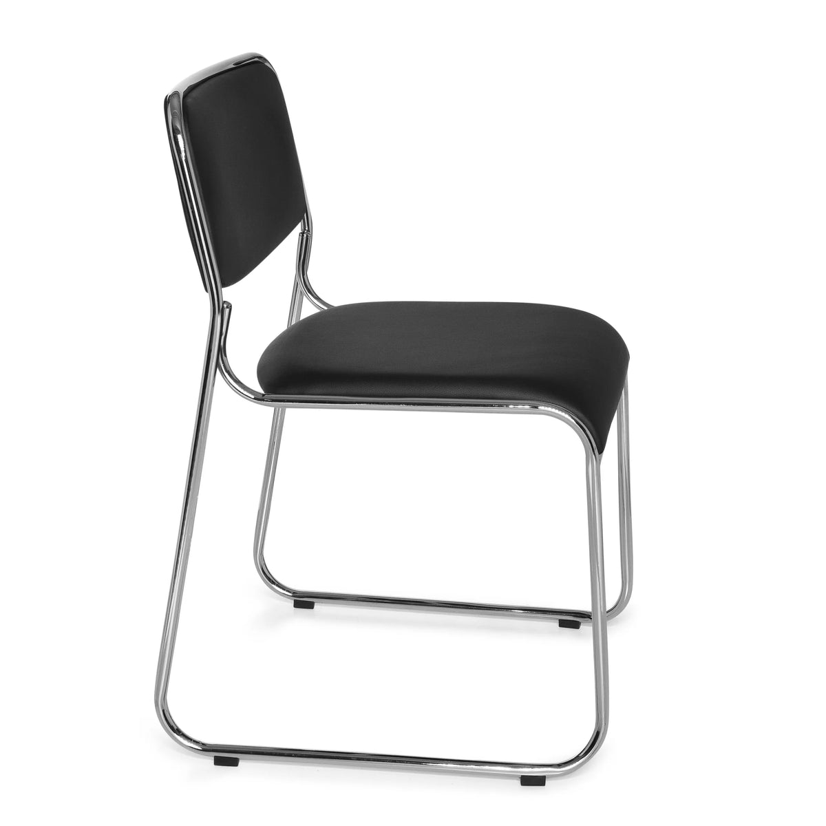 Silla de confidente negra KOLTA con tapizado y estructura de cromo de hjh OFFICE – vista de 360° (vista lateral 80°)