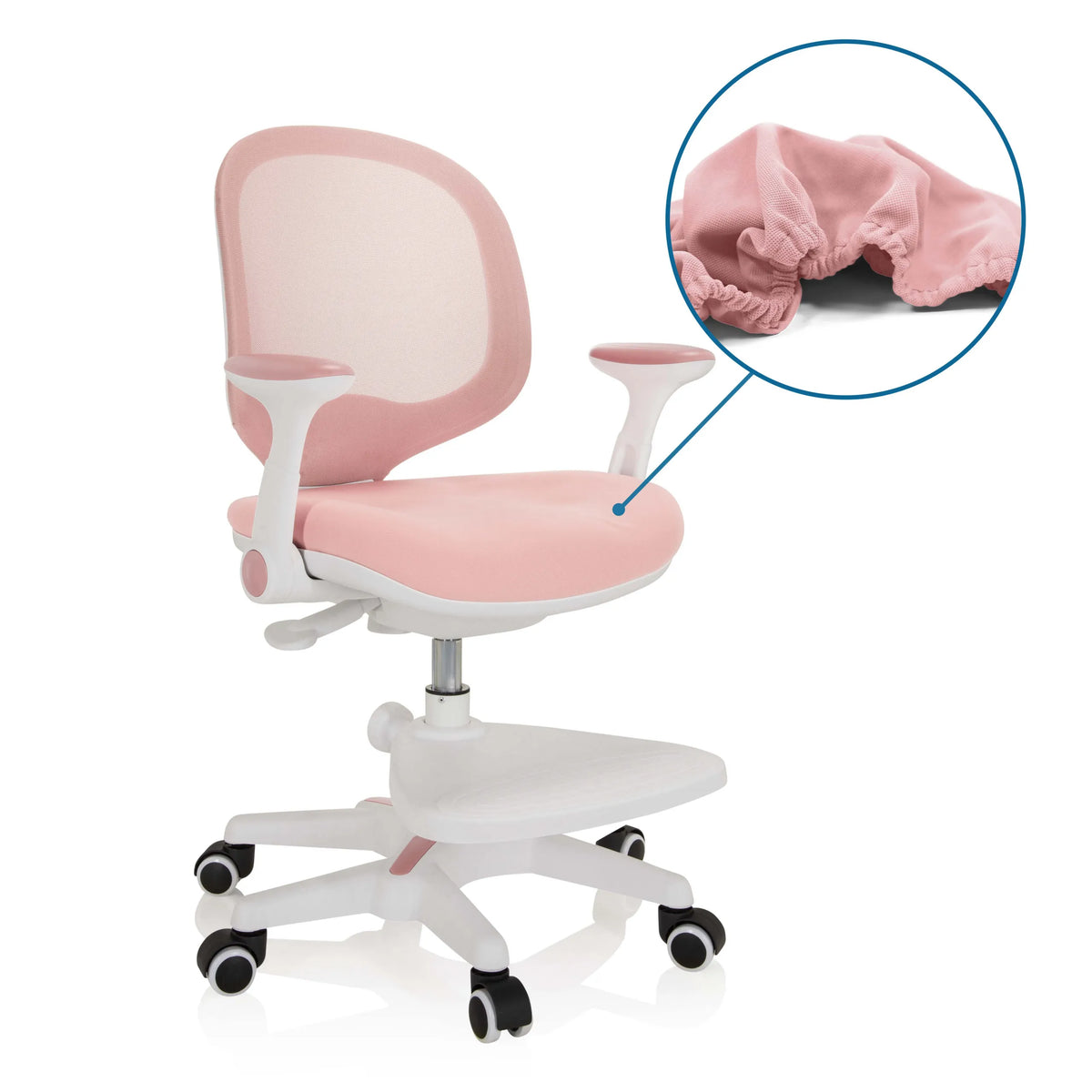 Cojín rosa de la silla para niños KID ERGO con vista detallada de la funda de hjh OFFICE