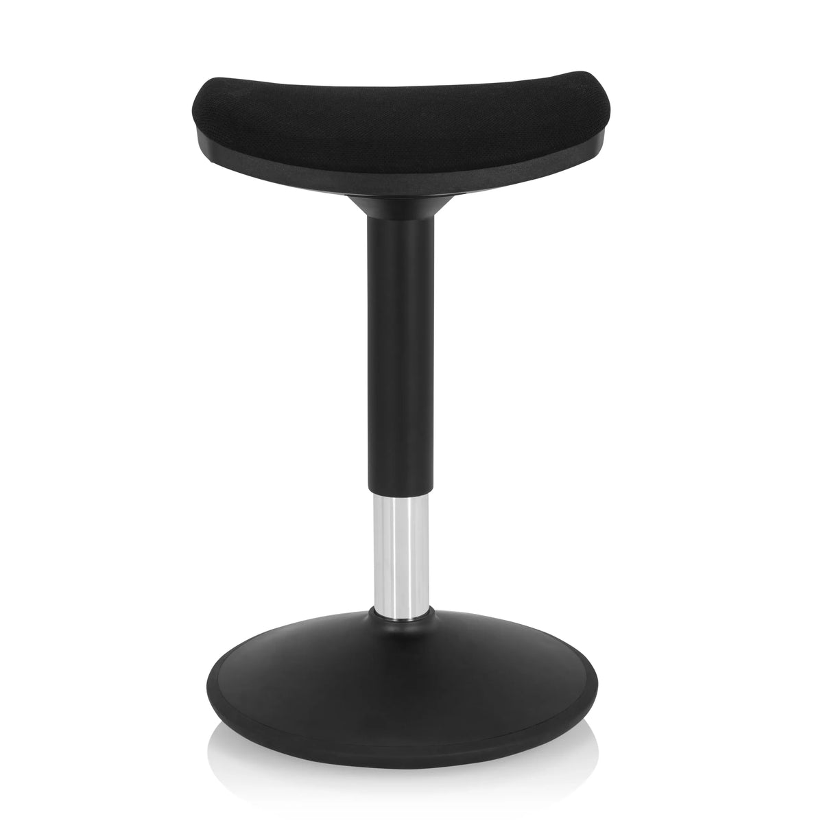 Asiento de pie BALANCE SIT I B negro con asiento curvo y base redonda de hjh OFFICE – vista de 360° (vista frontal 0°)