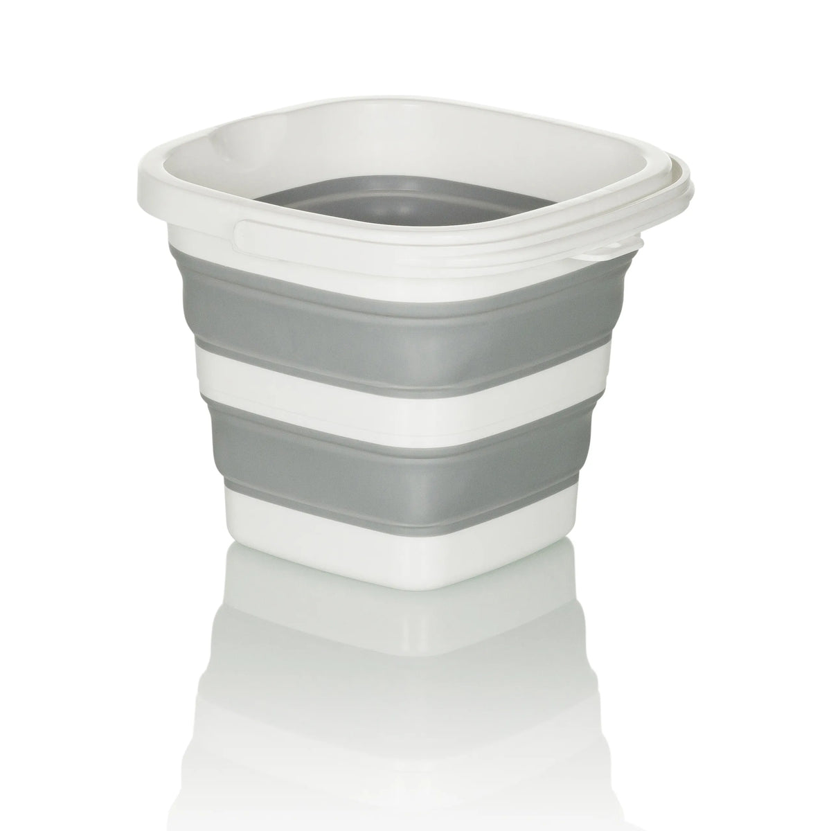 Contenedor plegable CLEAN SILE en gris y blanco con elementos laterales plegables de hjh OFFICE – vista de 360° (vista trasera 180°)