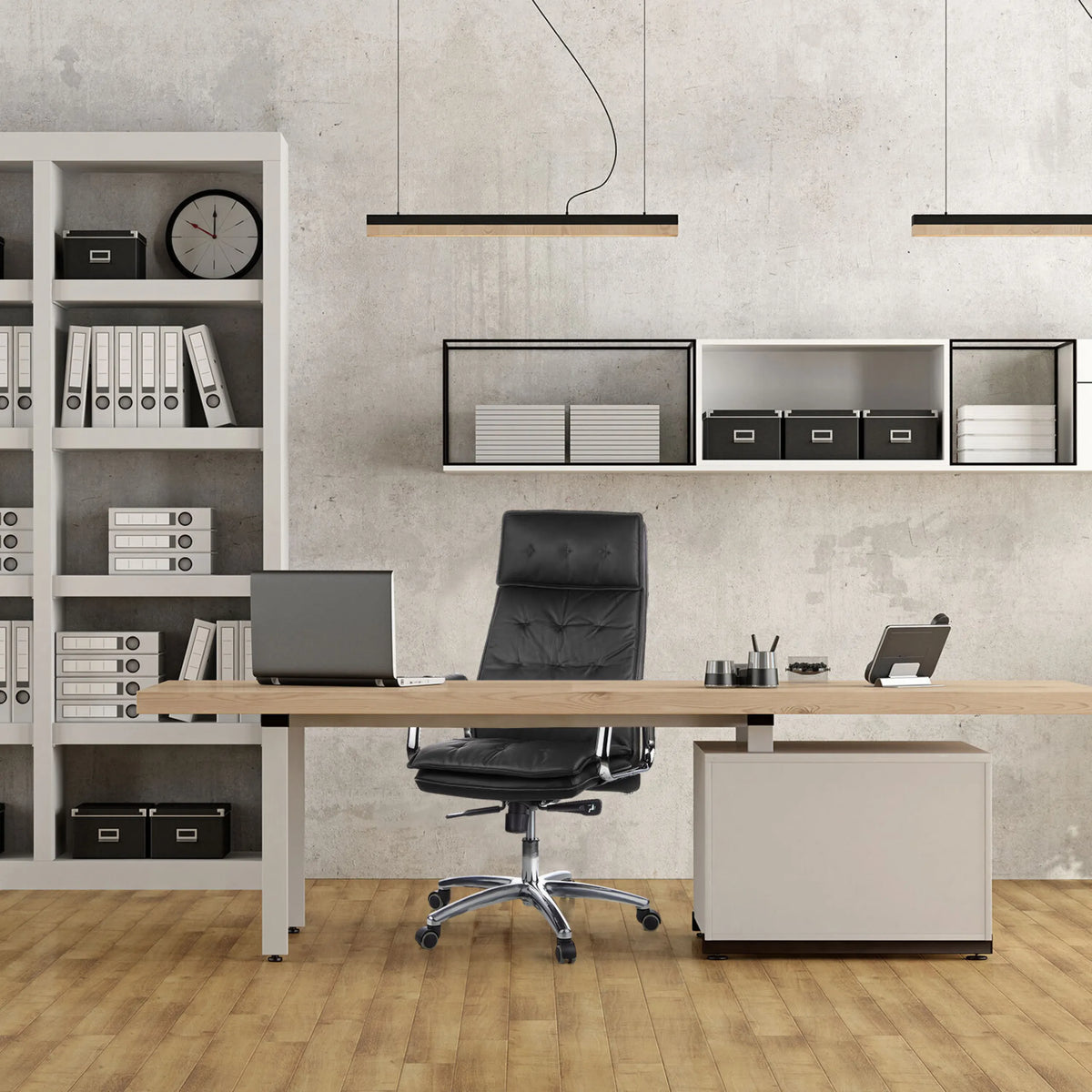 Sillón de oficina profesional VILLA 20 en negro con tapicería acolchada y base de estrella de metal de hjh OFFICE