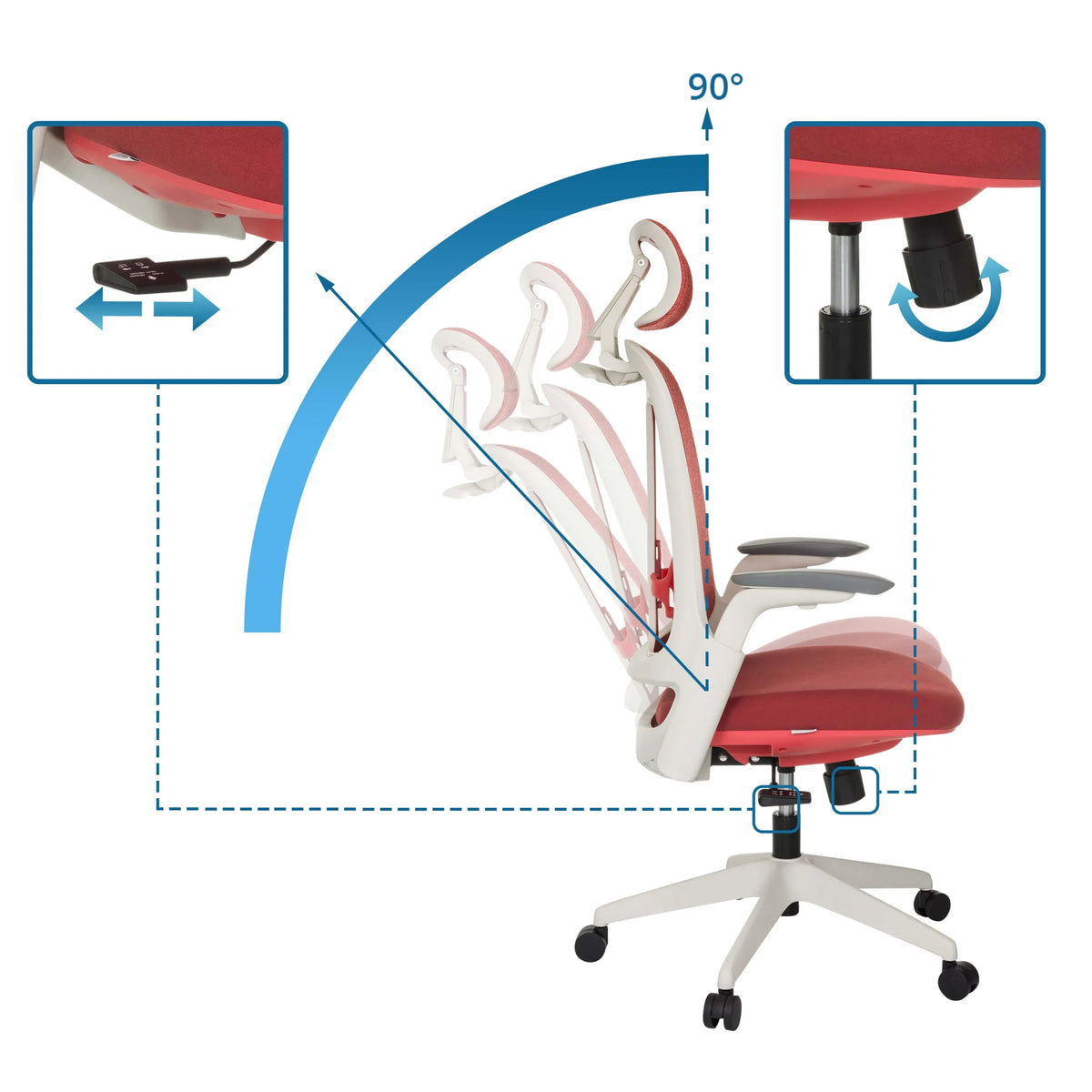 Respaldo ajustable hasta 90 grados de la Silla de oficina profesional ARCEO WF de hjh OFFICE