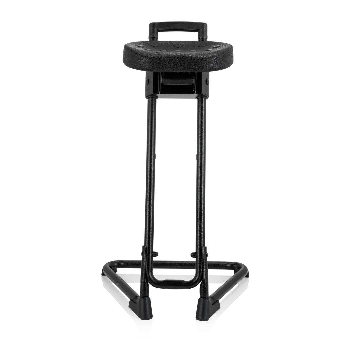 Asiento de pie TOP WORK 32 negro con asiento acolchado y base en forma de U de hjh OFFICE – vista de 360° (vista frontal 0°)
