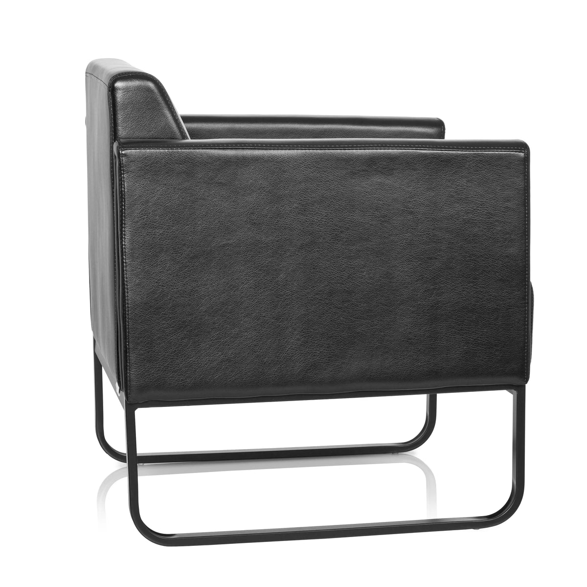 Sillón tapizado negro BALI BLACK con reposabrazos y estructura de hjh OFFICE – vista de 360° (vista lateral 100°)
