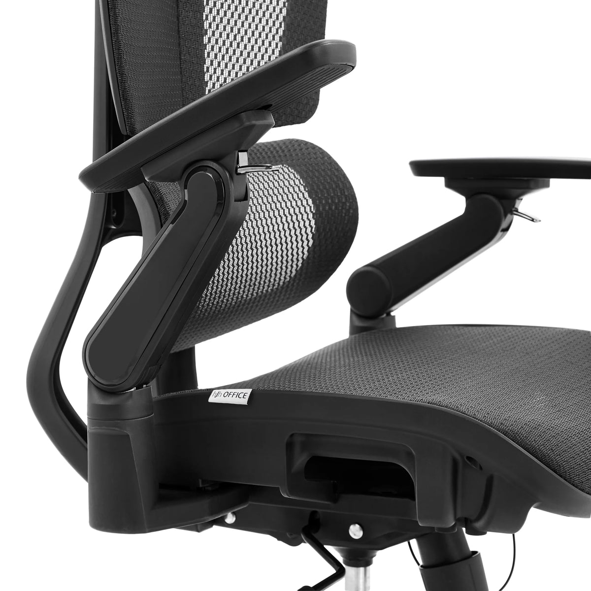 Reposabrazos ajustable de la silla de oficina profesional Ergo U2 Pro3 con respaldo de malla en negro de hjh OFFICE