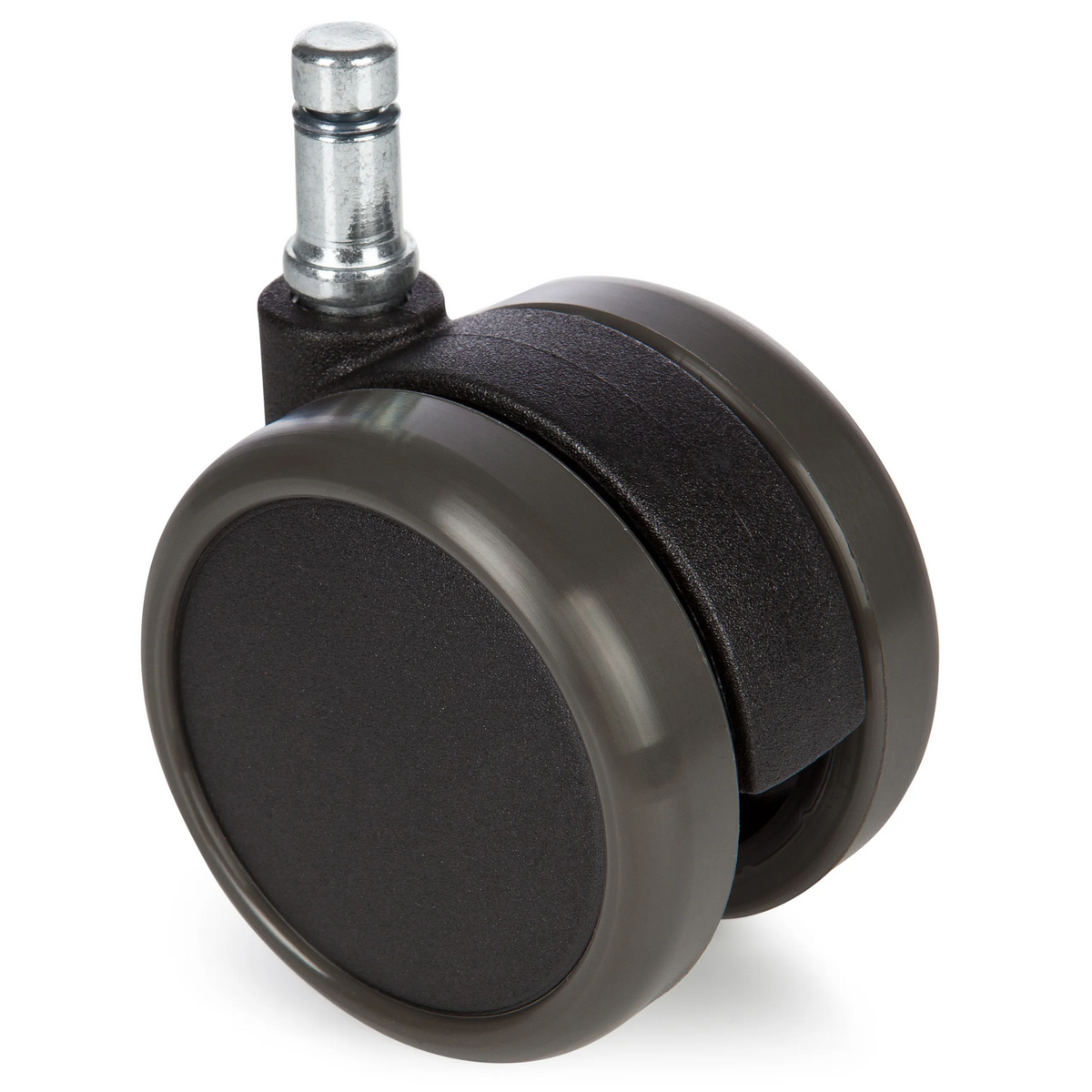 Ruedas para sillas 5x ROLO 10mm/65mm negras para suelos duros con pin de metal plateado de hjh OFFICE – vista de 360° (vista frontal 0°)
