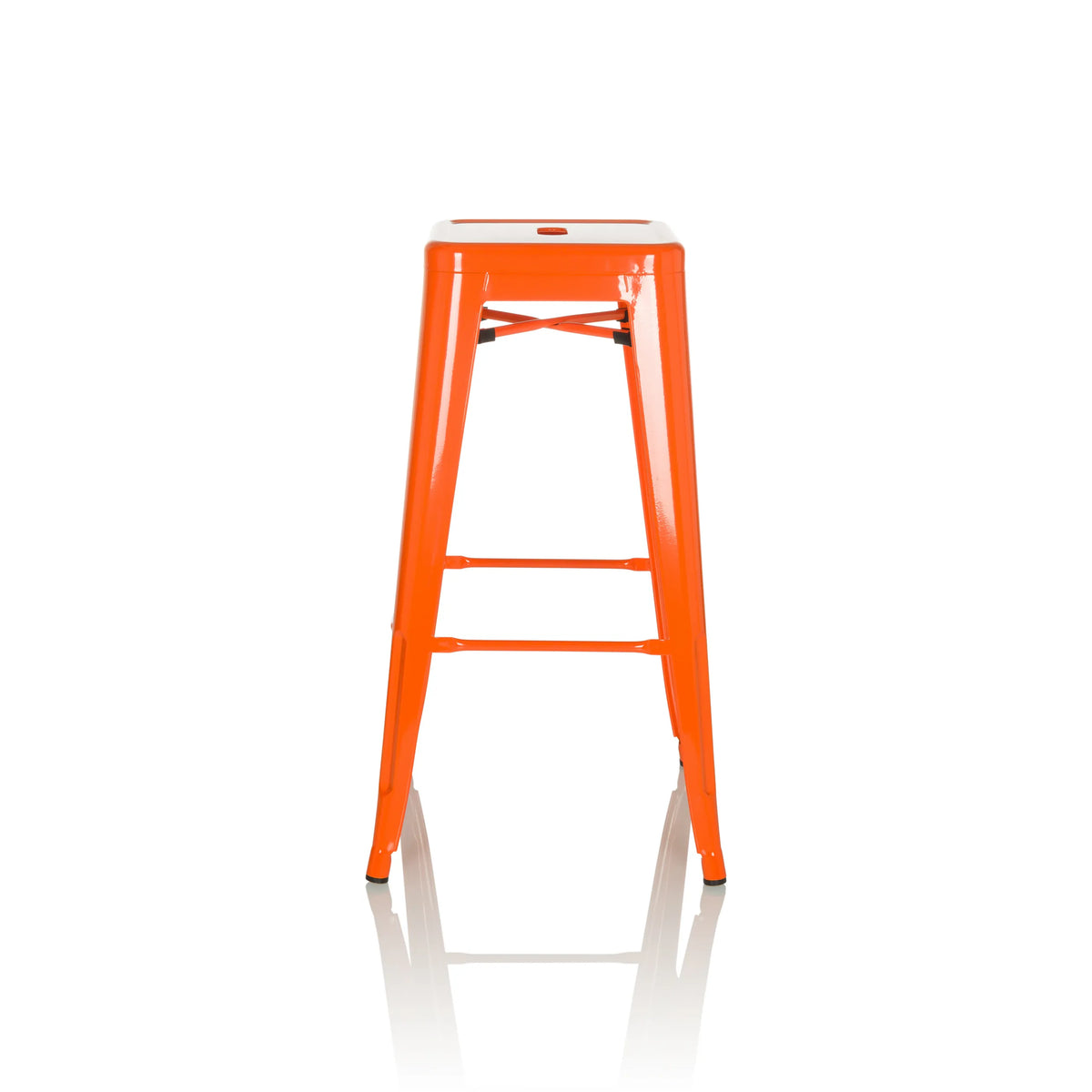 Taburete de bar VANTAGGIO HIGH naranja con cuatro patas y reposapiés integrados de hjh OFFICE – vista de 360° (vista lateral 90°)