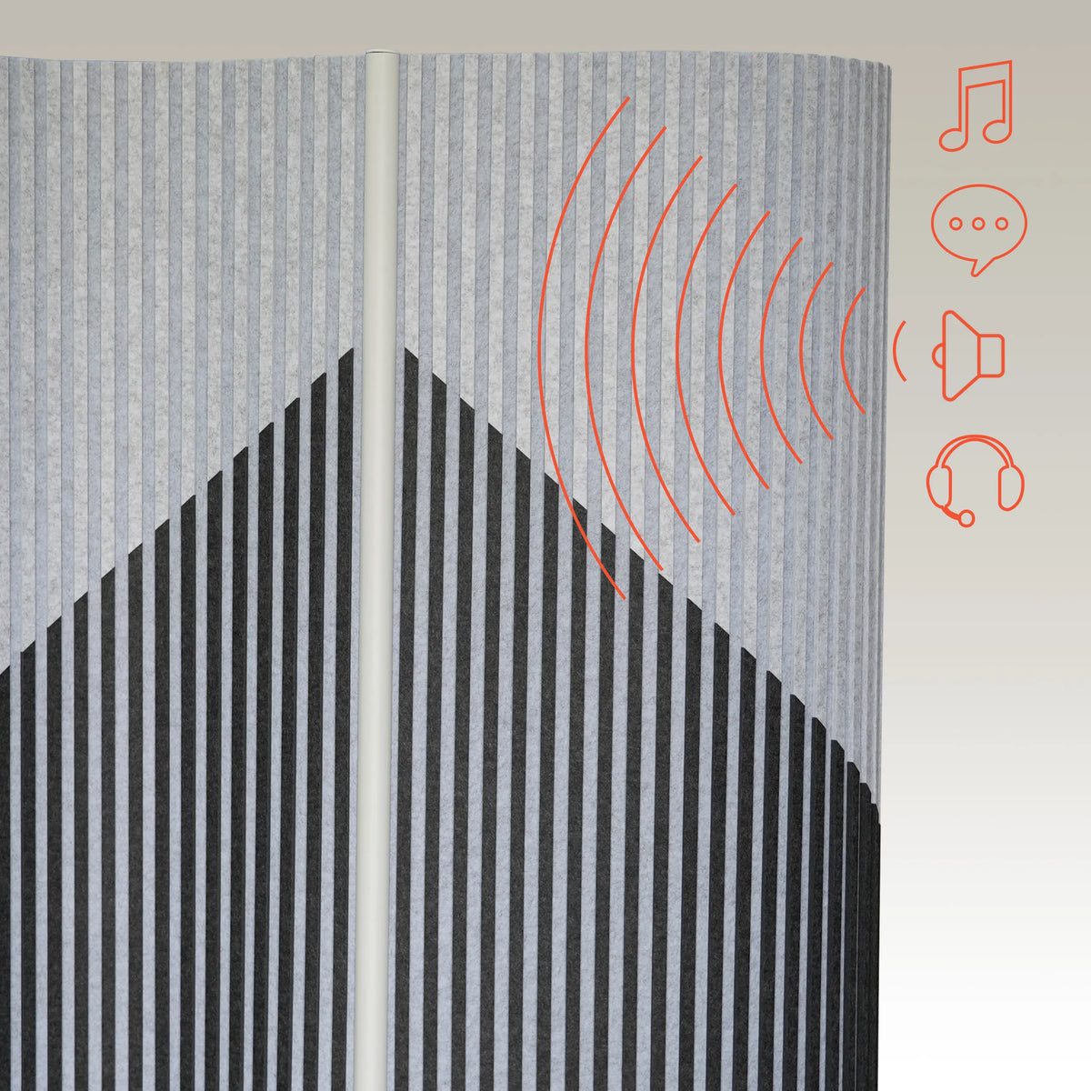 Superficie fonoabsorbente del separador Flexmiut Wave en gris con amortiguación acústica simbólica de hjh OFFICE