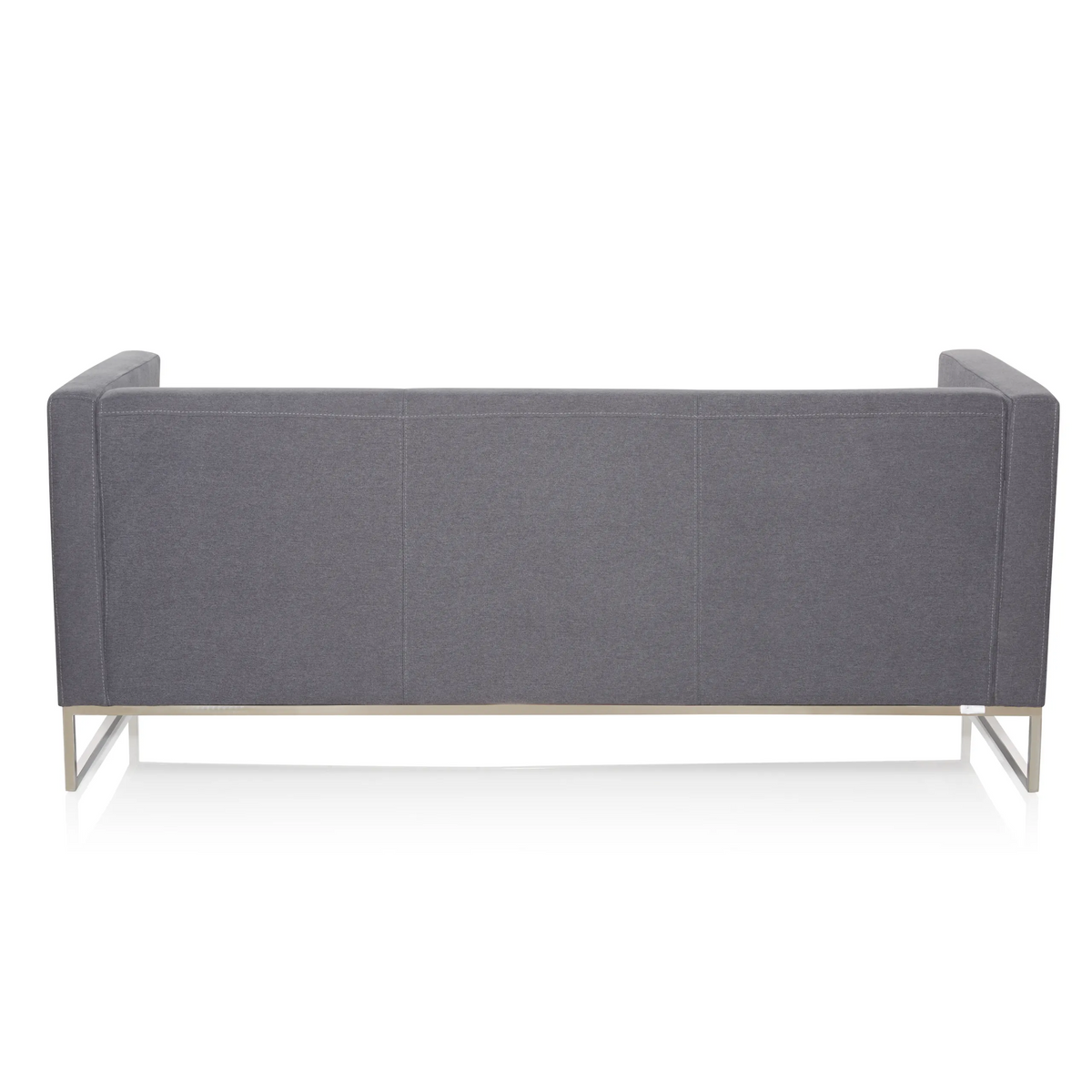 Dunkelgraues Loungesofa BARBADOS als Drei-Sitzer mit Metallgestell von hjh OFFICE – 360-Grad-Ansicht (schräge Rückenansicht 240°)
