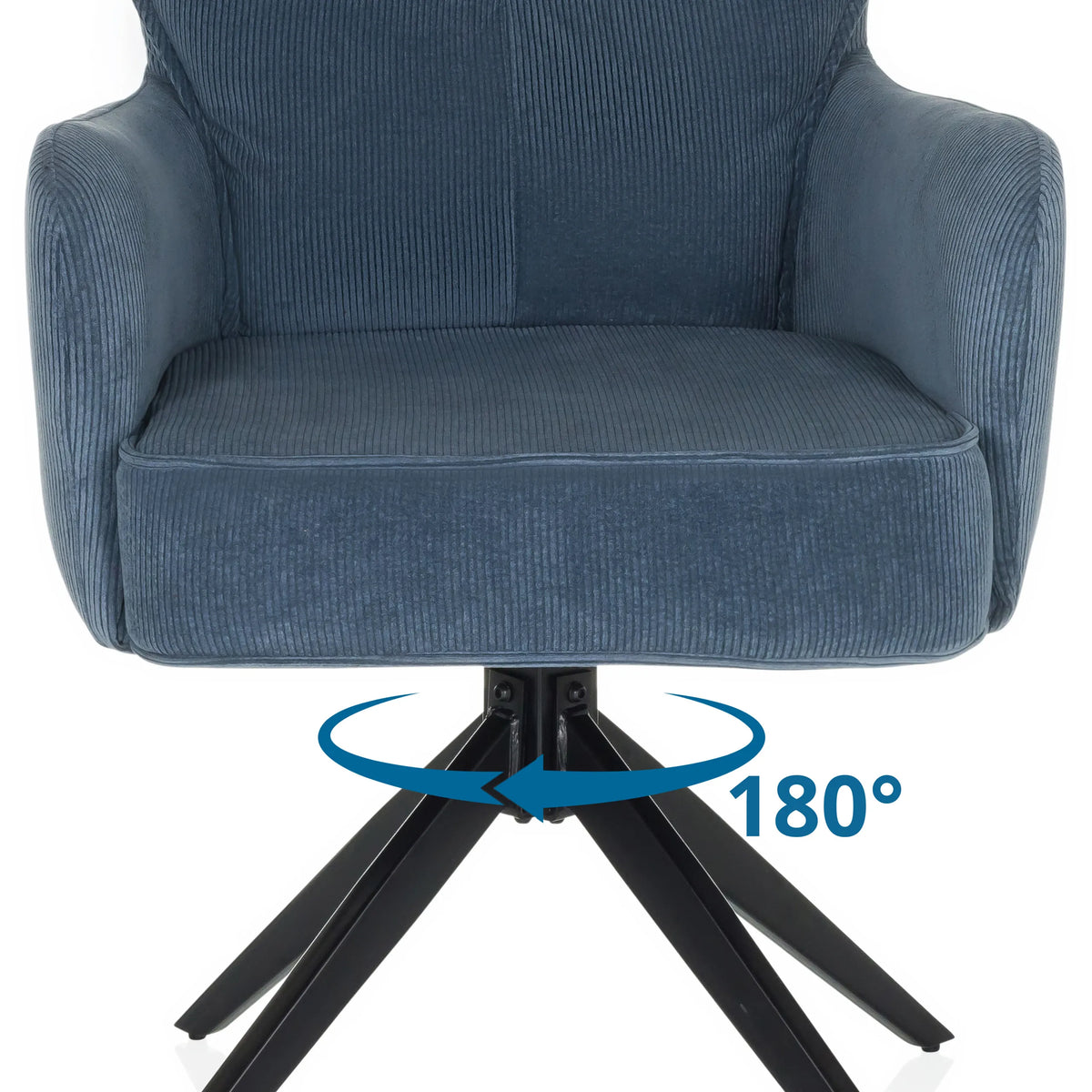 función giratoria de 180 grados de la estructura de la silla tapizada TARUGO en azul de hjh LIVING