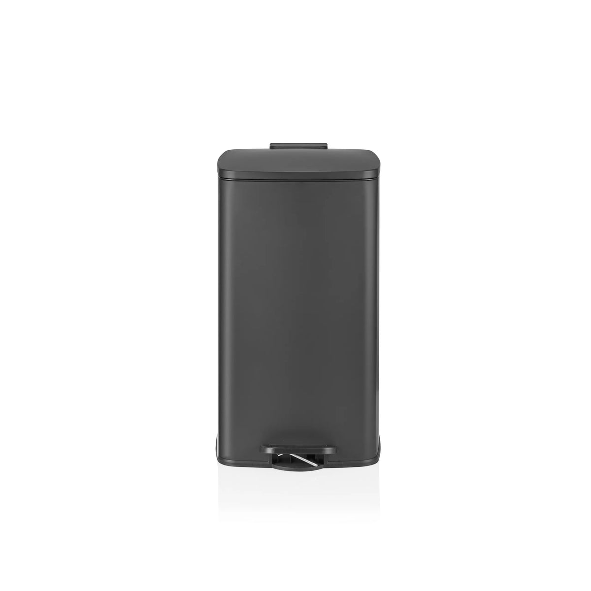 Papelera negra Clean Step 4 con tapa y pedal de hjh OFFICE – vista de 360° (vista frontal 0°)