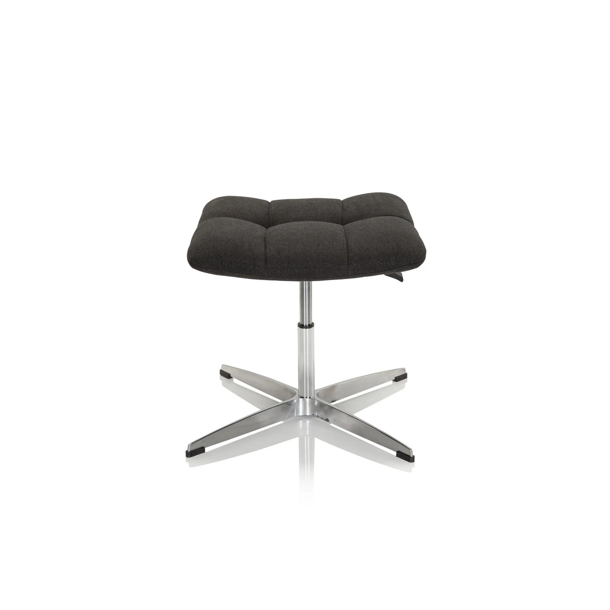 Taburete tapizado negro SARANTO con asiento cuadrado y base de estrella de metal de hjh OFFICE – vista de 360° (vista frontal 0°)