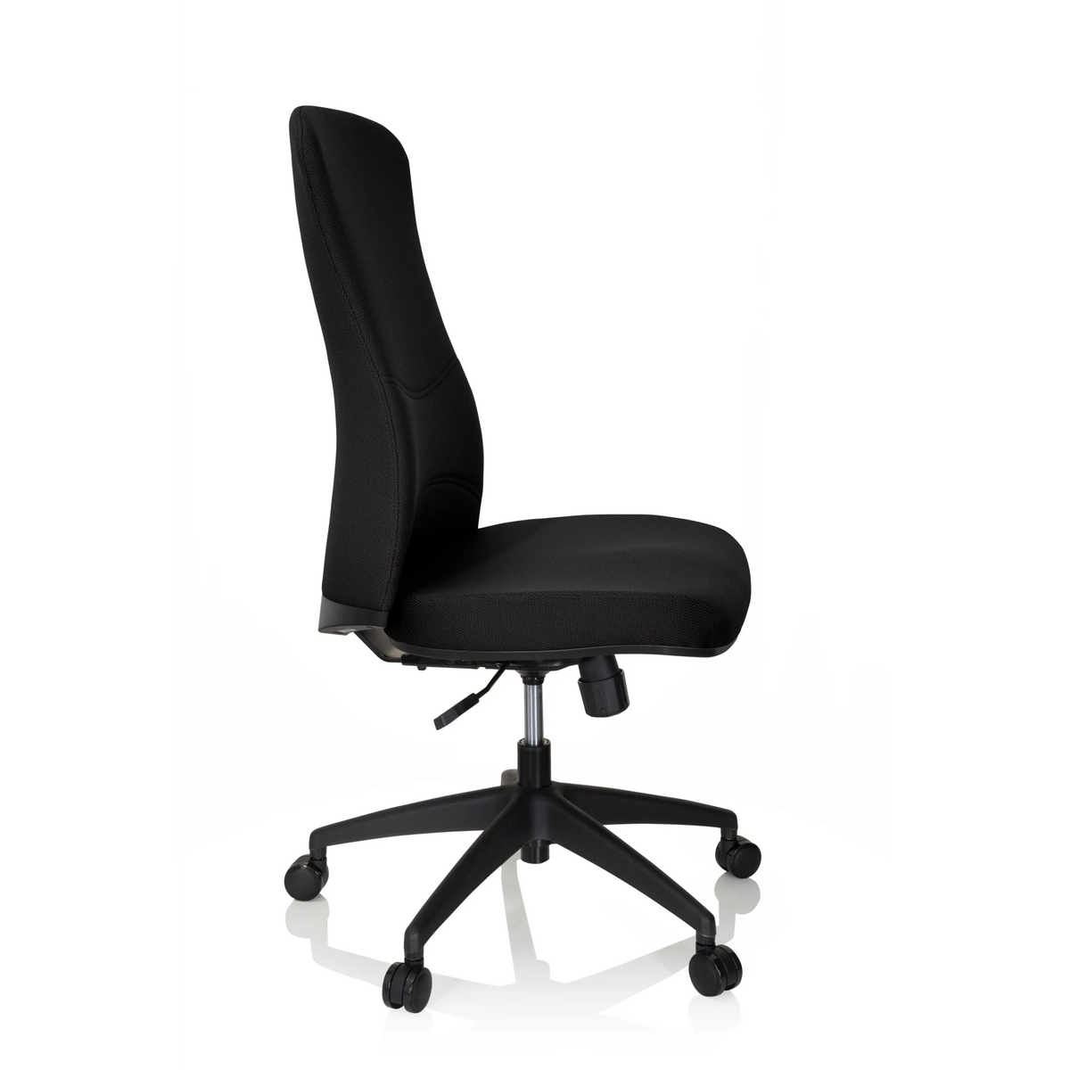 Silla de oficina profesional OFFICE XT negra con base de estrella y cinco ruedas de hjh OFFICE – vista de 360° (vista lateral 80°)
