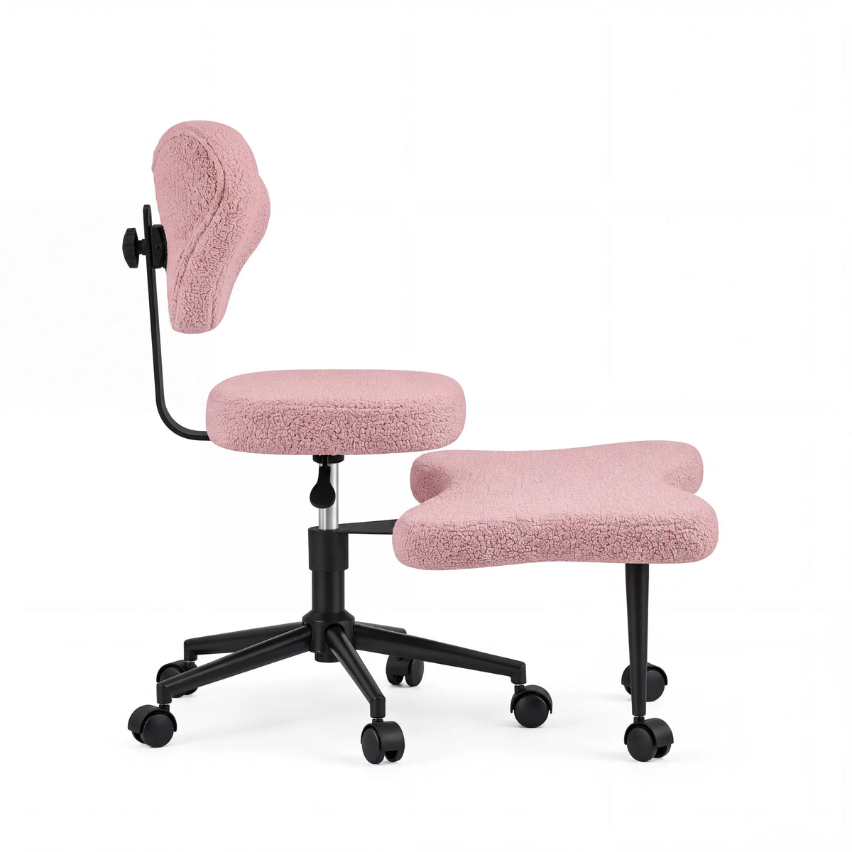 Silla de meditación Asanasit rosa con funda suave, respaldo y reposapiés con ruedas de hjh LIVING