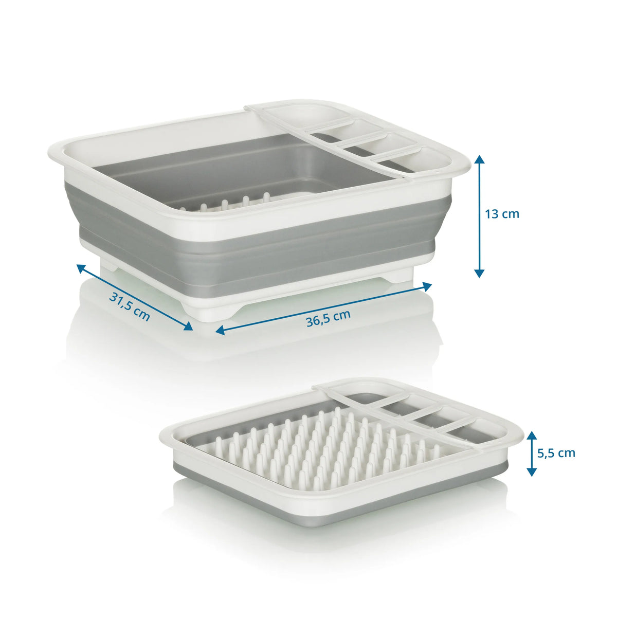 Vista dimensional del Contenedor plegable CLEAN SIL con 36,5 × 31,5 cm y una altura de 13 cm de hjh OFFICE