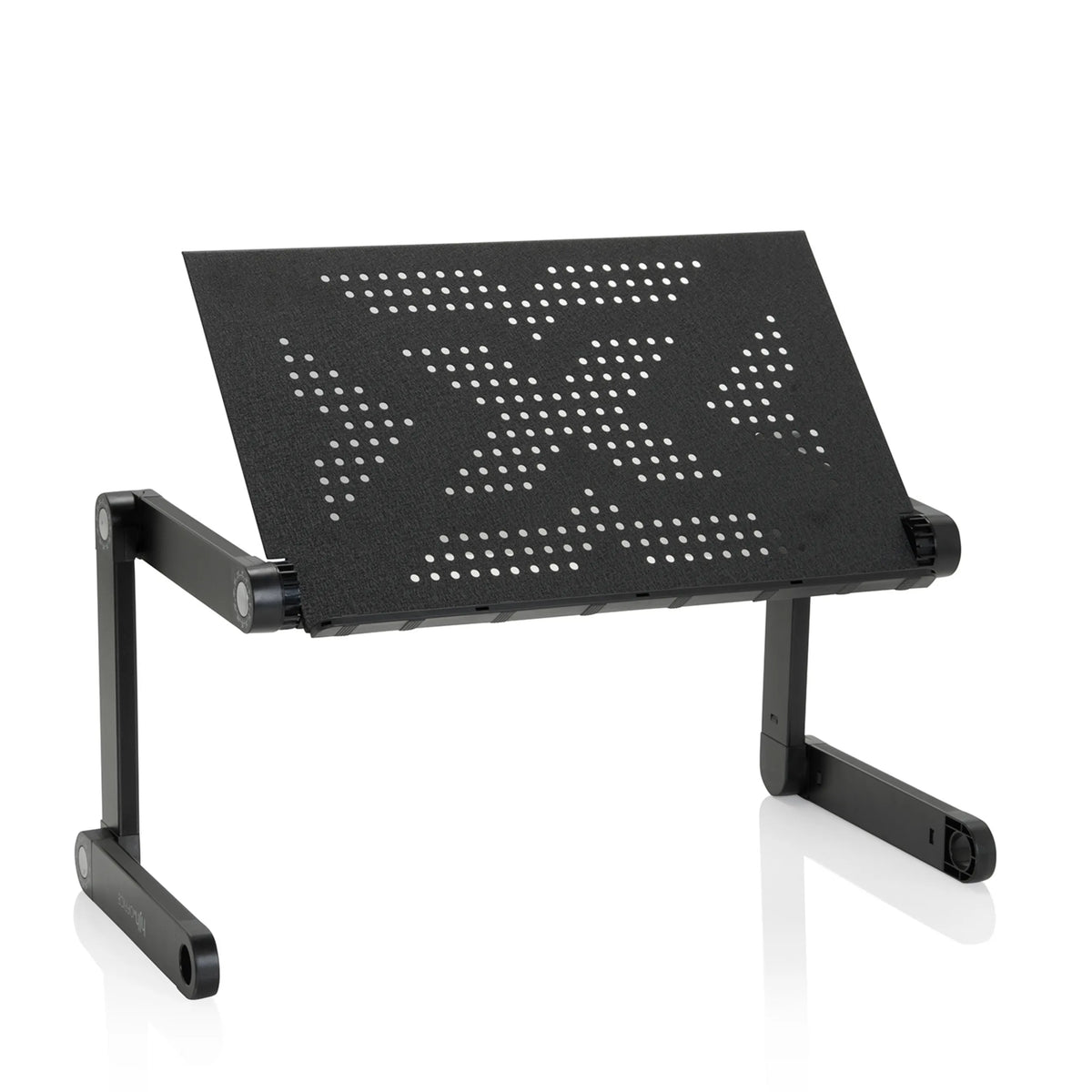 Soporte de escritorio VM-SA II en negro con superficie de almacenamiento perforada y estructura ajustable de hjh OFFICE