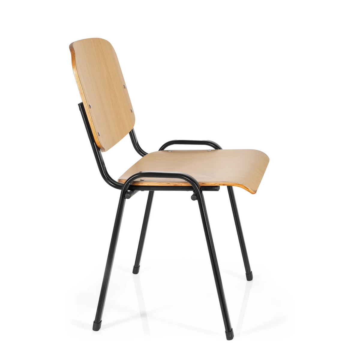 Silla de cuatro patas XT 600 SW H con asiento y respaldo de haya y estructura negra de hjh OFFICE – vista de 360° (vista lateral 80°)