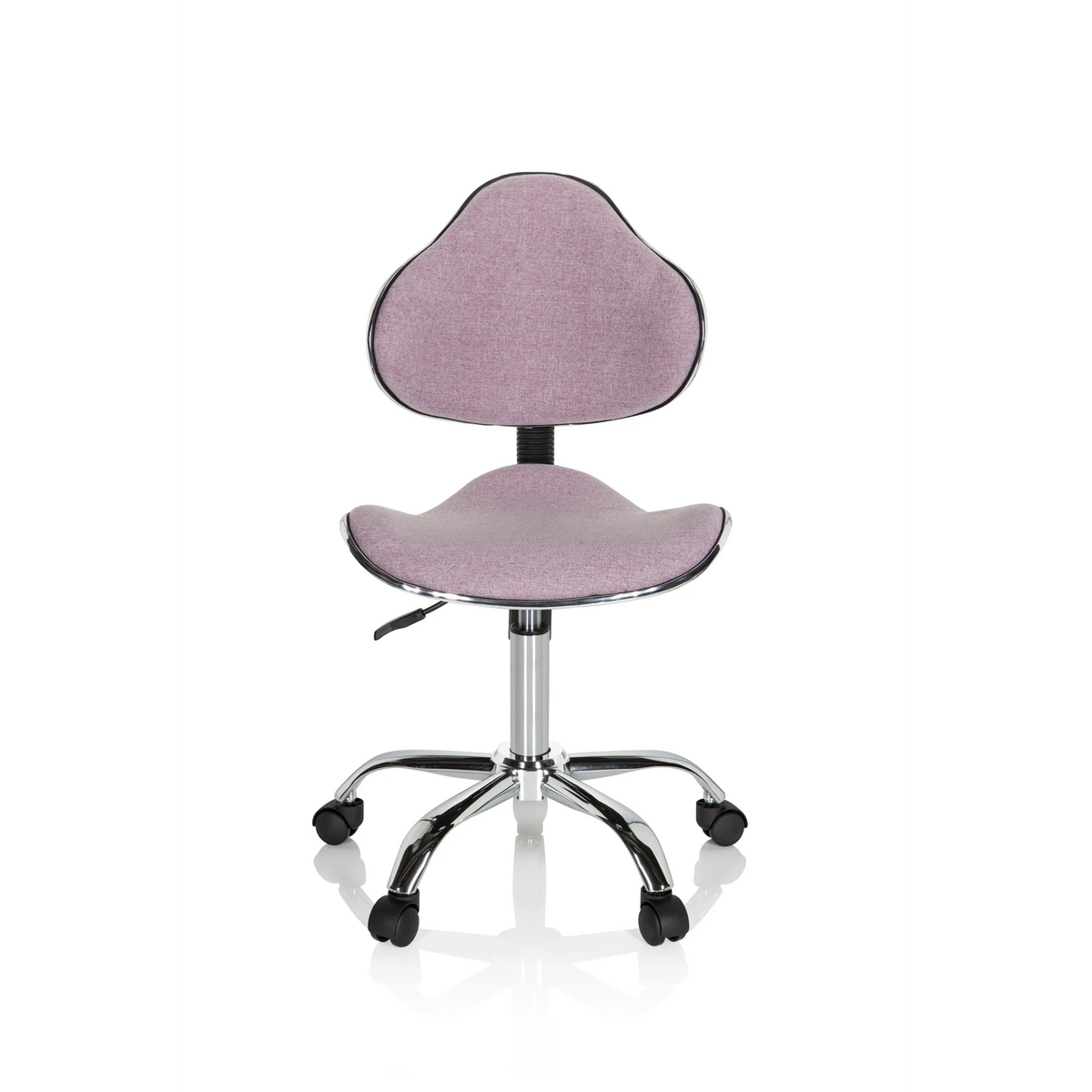 Silla giratoria para niños KIDDY GTI-3 rosa con base brillante y cinco ruedas de hjh OFFICE – vista de 360° (vista frontal 0°)
