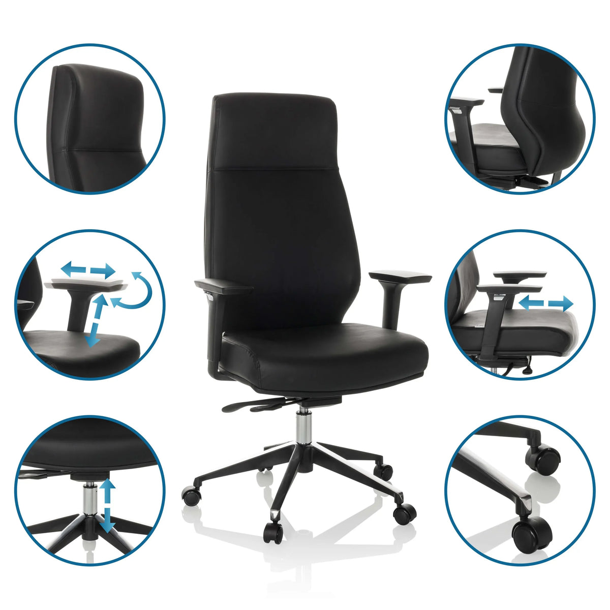 Sillón de oficina profesional VITORO ECO en negro con reposabrazos ajustables y pistón de gas de hjh OFFICE
