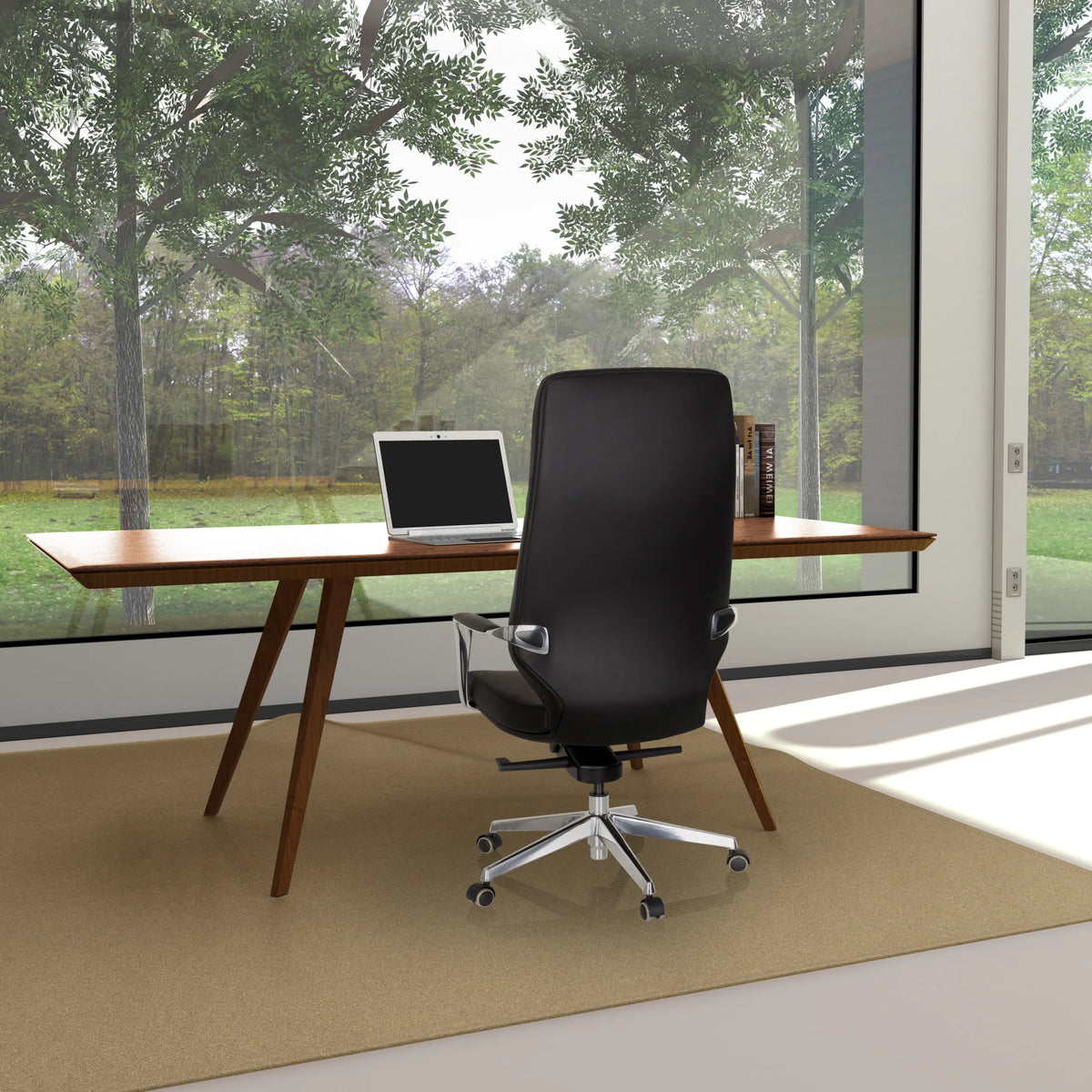 Sillón de oficina profesional VELVET en negro con reposabrazos y base de estrella con ruedas de hjh OFFICE