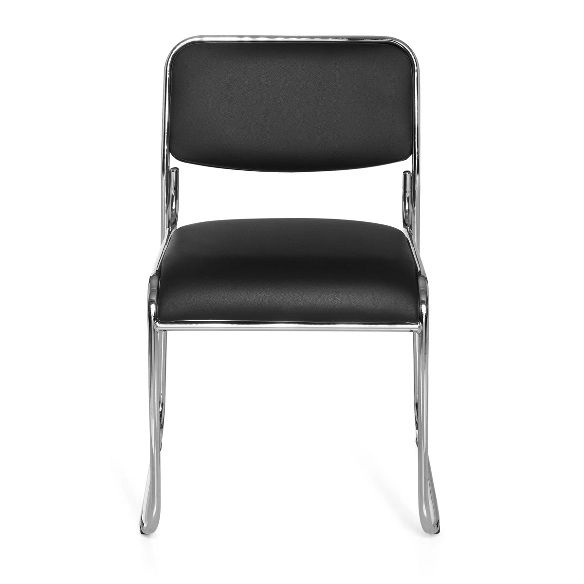 Silla de confidente negra KOLTA con tapizado y estructura de cromo de hjh OFFICE – vista de 360° (vista frontal 0°)