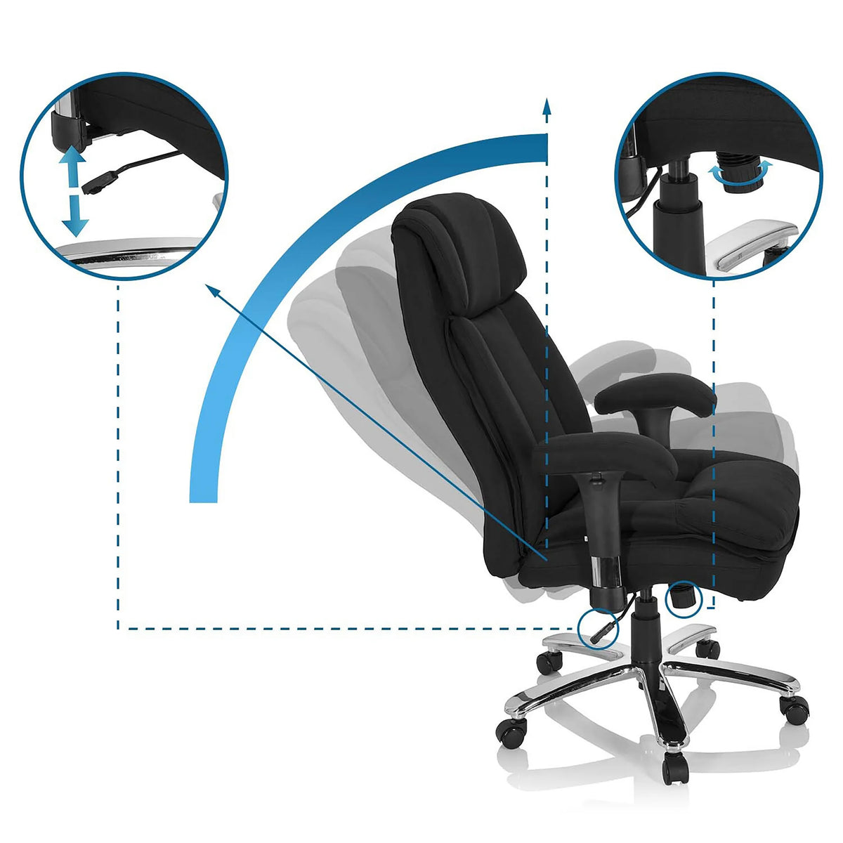 Respaldo ajustable y ajuste de altura de la Silla giratoria BUILDER XXL I de hjh OFFICE