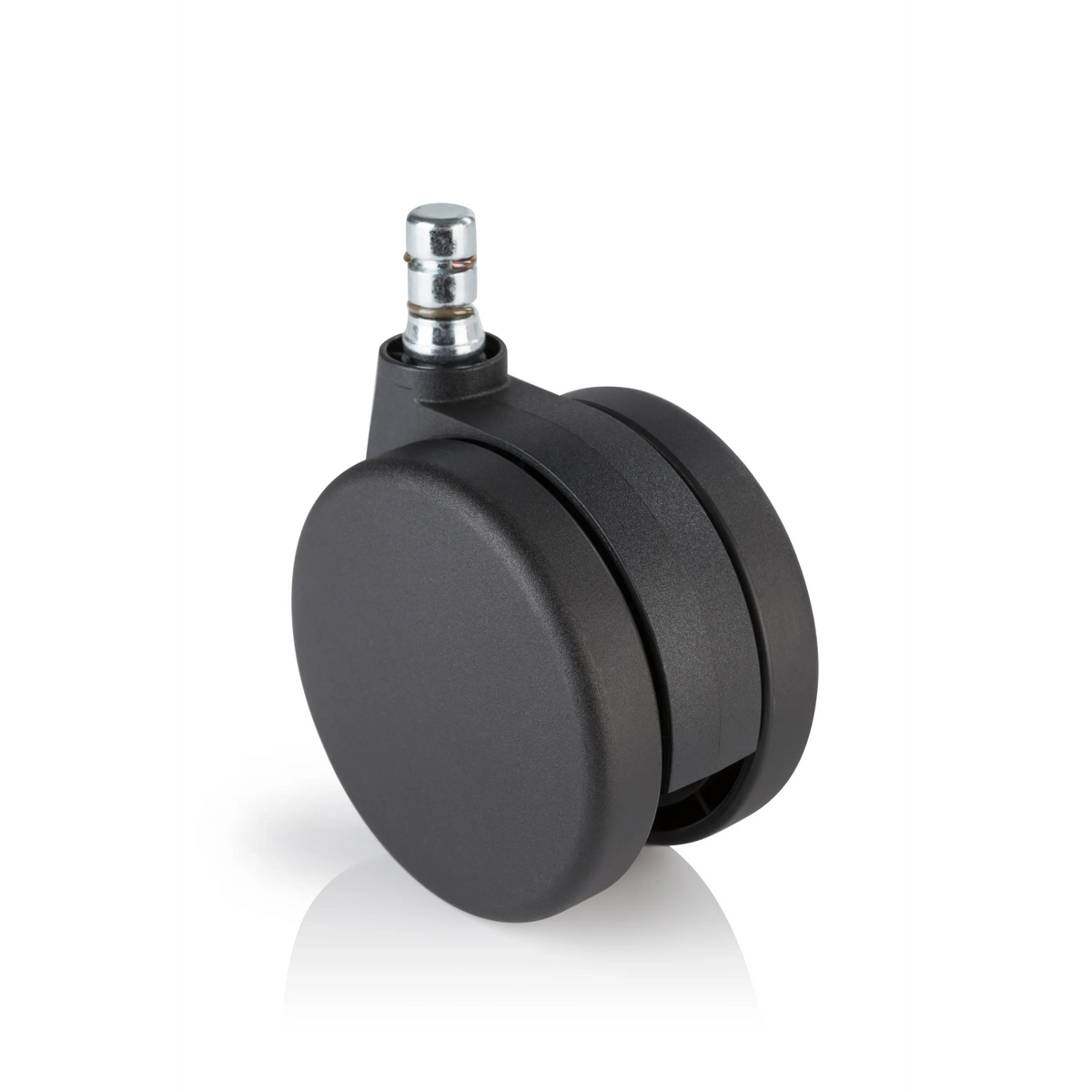 Ruedas para sillas 5x ROLO No-Noise 11mm/75mm negras para moquetas con perno metálico de hjh OFFICE – vista de 360° (vista frontal 0°)