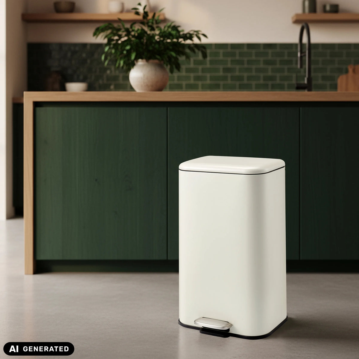 Papelera Clean 1 beige con pedal y capacidad de 30 l de hjh OFFICE (imagen generada por IA)