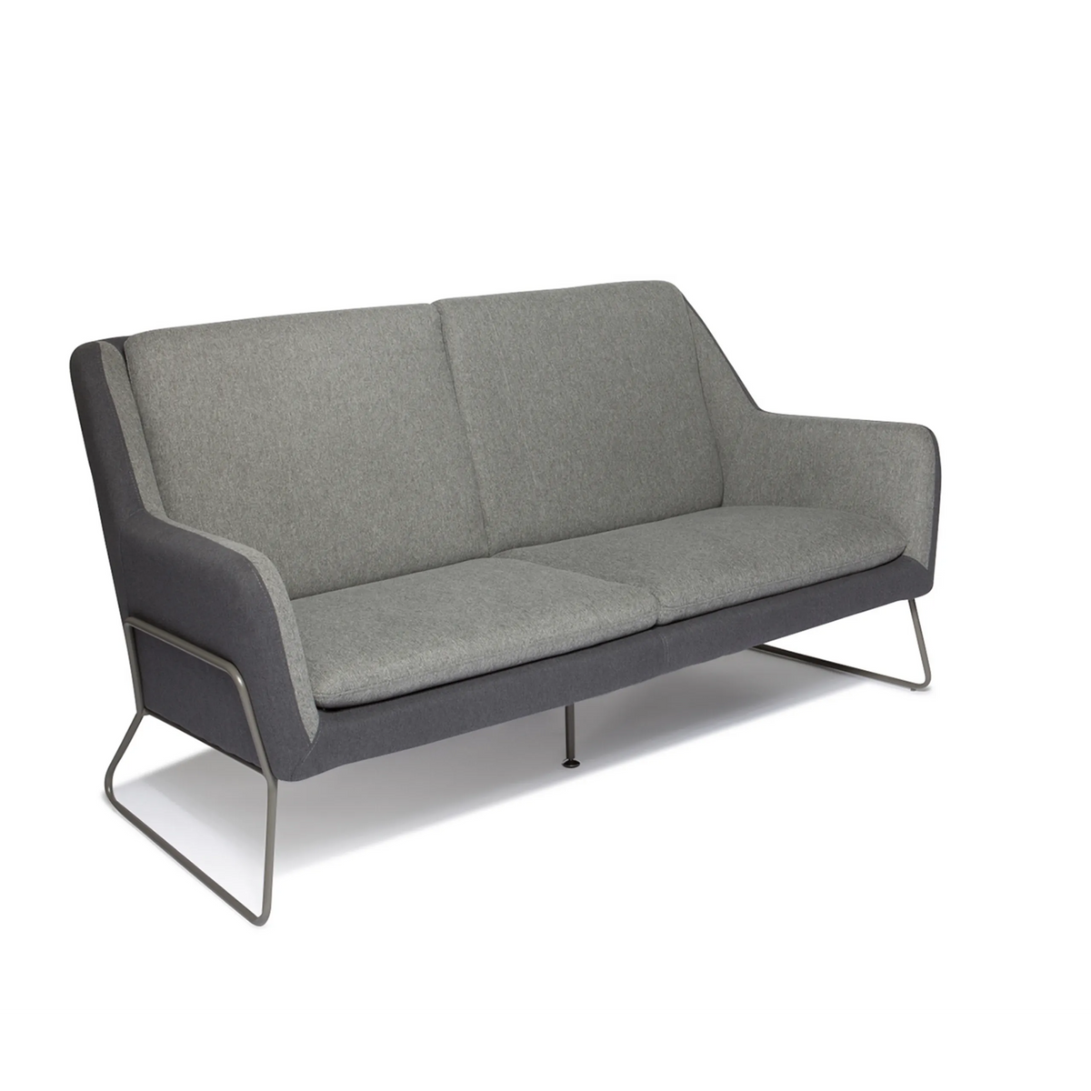 Hellgraues Loungesofa LAGUN mit dunkelgrauen Akzenten und schlanken Metallfüßen von hjh OFFICE – 360-Grad-Ansicht (Rückenansicht 180°)