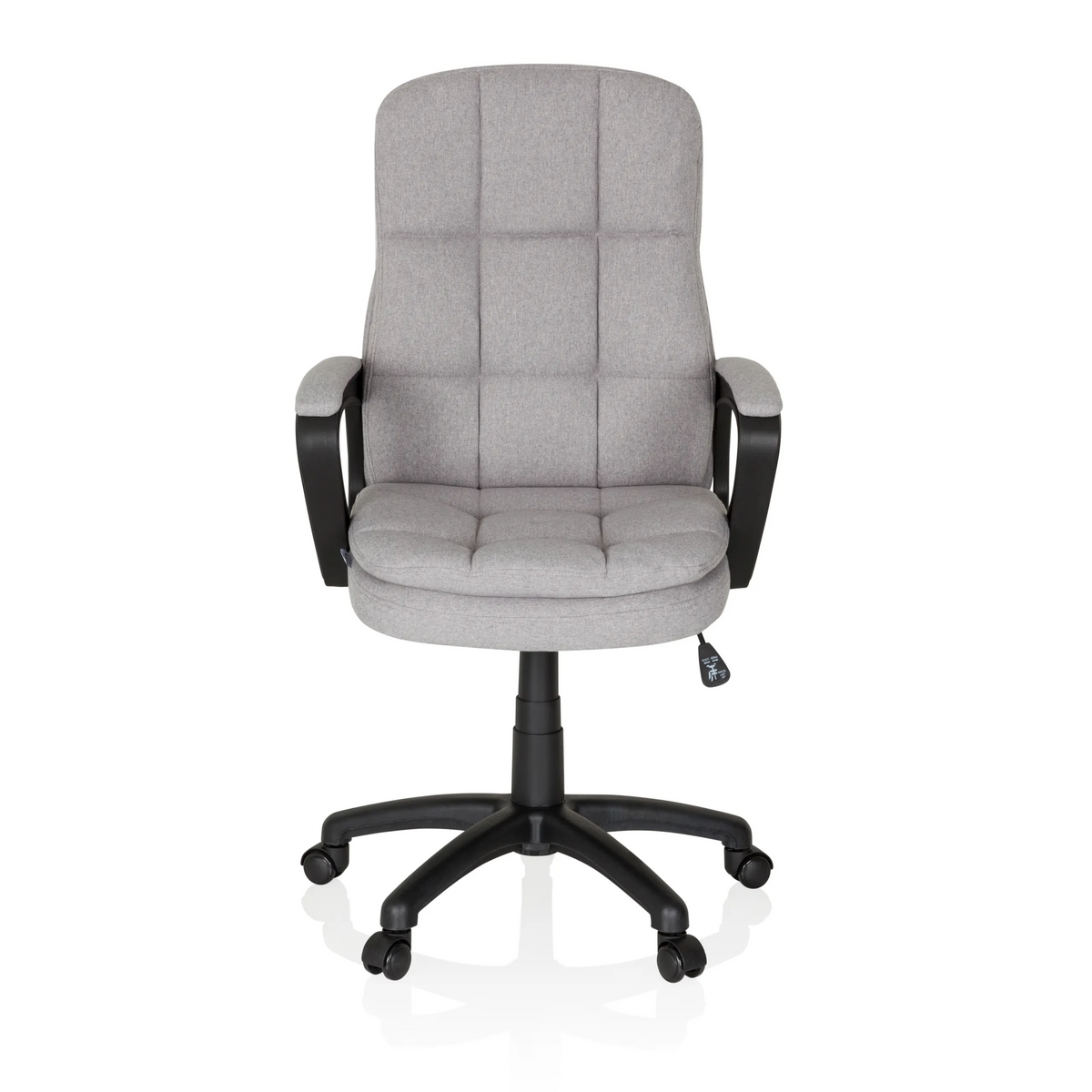 Sillón de oficina Home Office RELAX CX 120 gris con tapizado acolchado y base de cinco ruedas de MyBuero – vista de 360° (vista frontal 0°)