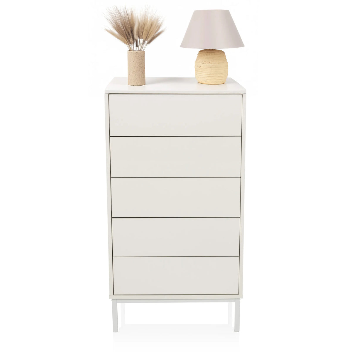 Cómoda blanca BJORDAL con cinco cajones y patas estrechas de hjh LIVING