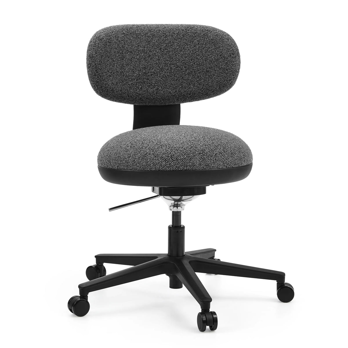 Silla Home Office SITMOTION B gris con asiento acolchado y base de cinco ruedas de hjh OFFICE – vista de 360° (vista frontal 15°)
