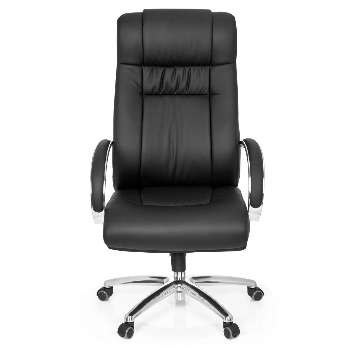 Silla giratoria XXL G 600 negra con reposabrazos y base de cinco ruedas de hjh OFFICE – vista de 360° (vista frontal 0°)