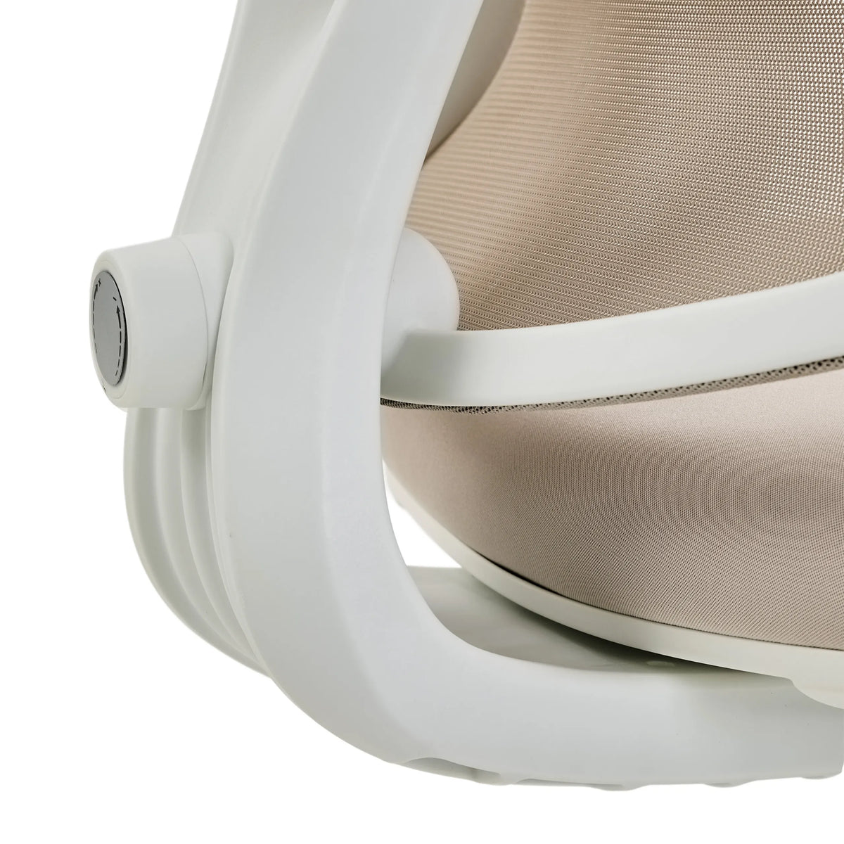 Estructura de plástico blanco con tapicería de tela beige de la Silla de oficina profesional ERGOMY W de MyBuero