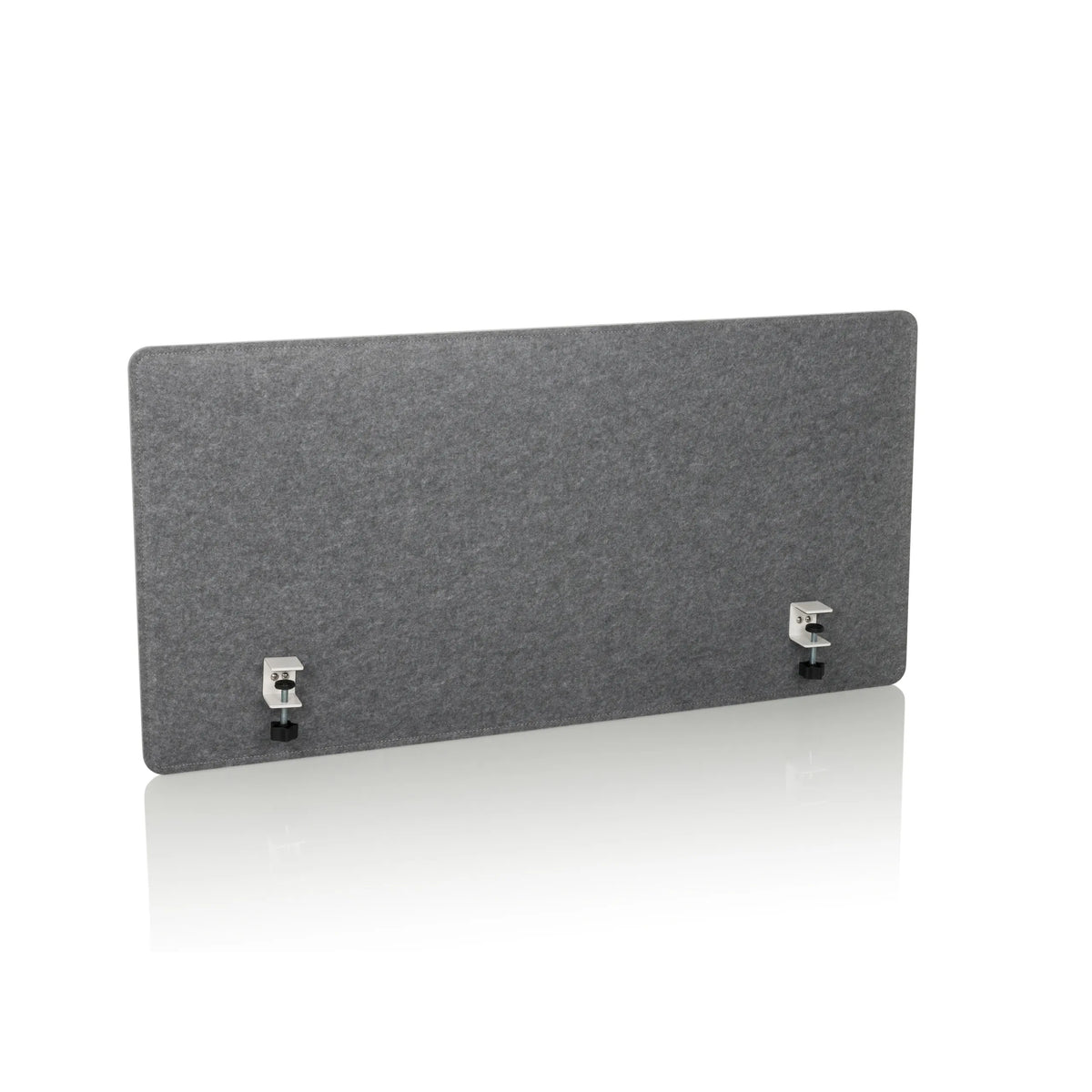 Separador de mesa FLEXMIUT 3D gris con dos fijaciones de mesa de hjh OFFICE – vista de 360° (vista frontal 16°)