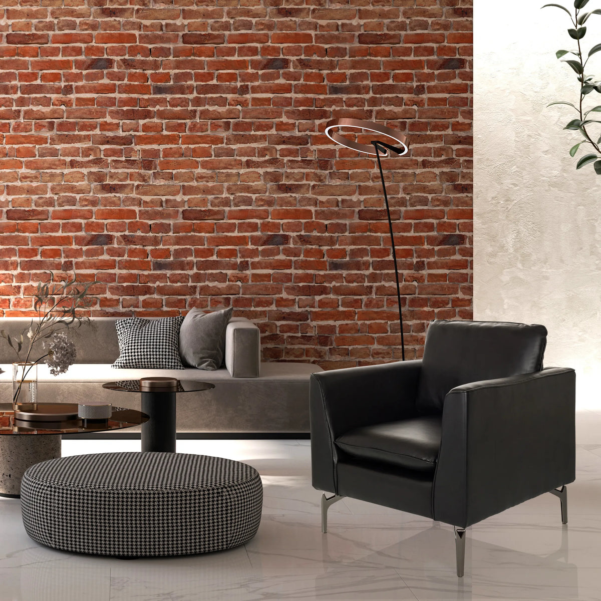 Sillón de diseño BAVERO negro de cuero sintético con patas metálicas delgadas de hjh OFFICE