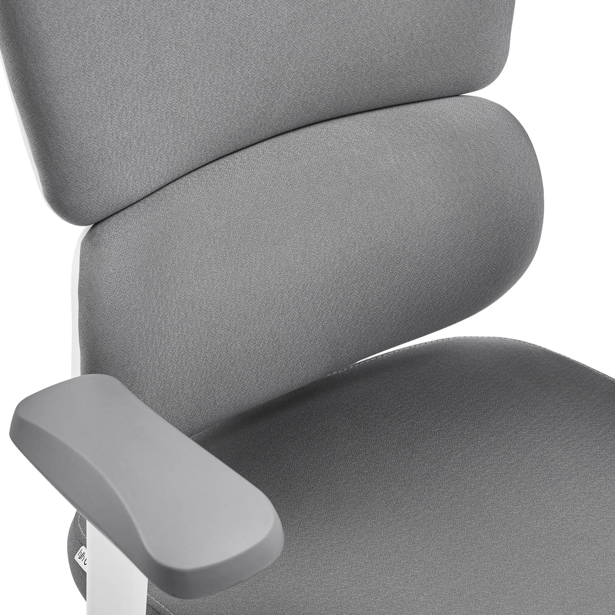 Tapa de tela gris y reposabrazos de la silla de oficina profesional Ergomy WF 2 con estructura blanca de hjh OFFICE