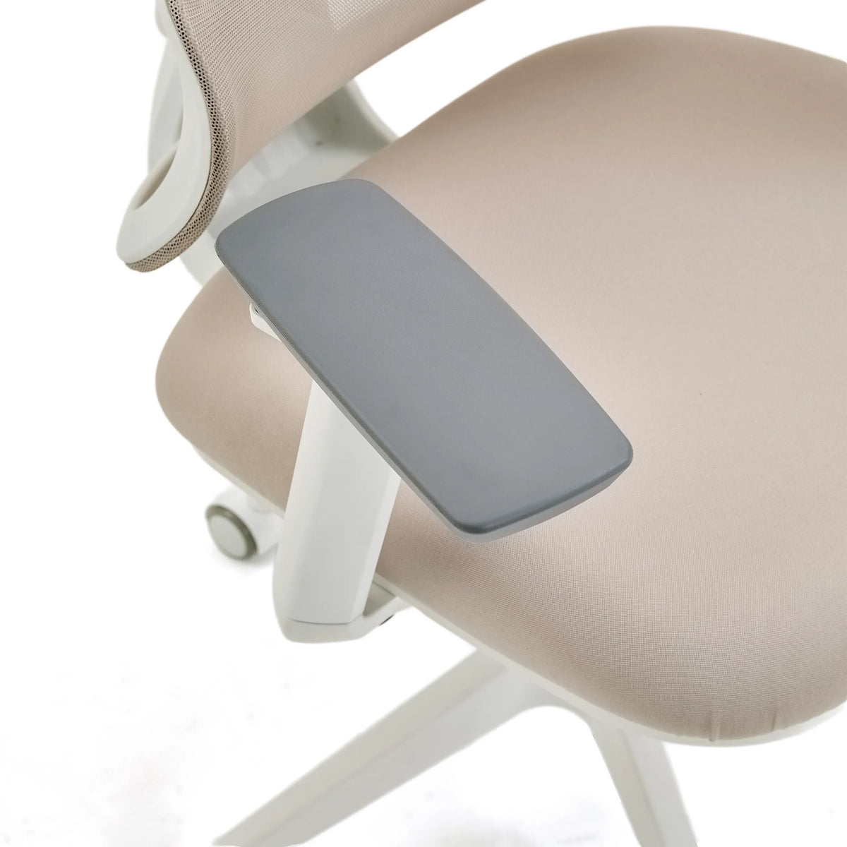 Reposabrazos gris de la Silla de oficina profesional ERGOMY W en beige con estructura blanca de MyBuero