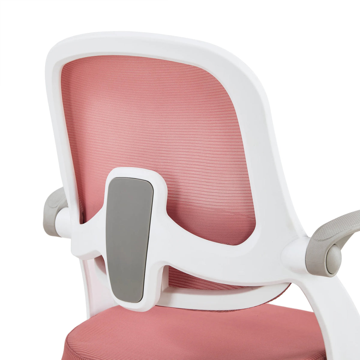 Parte posterior del respaldo de malla rosa con marco blanco de la silla giratoria para niños Kiddy Smart Step de hjh OFFICE
