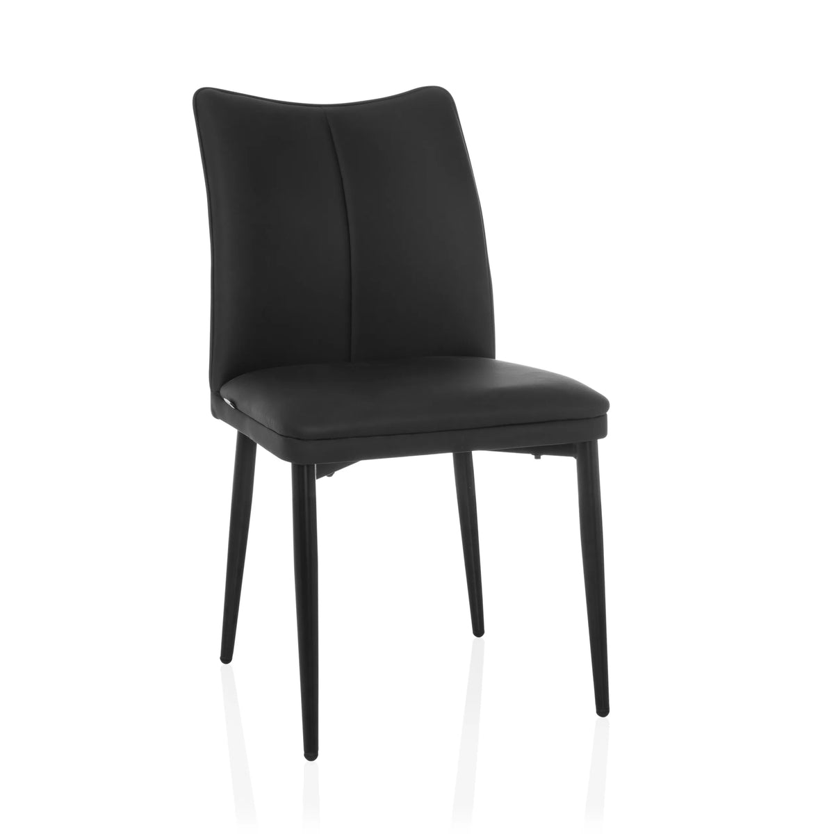Silla de comedor VISETO negra con respaldo alto y cuatro patas de hjh LIVING – vista de 360° (vista frontal 15°)