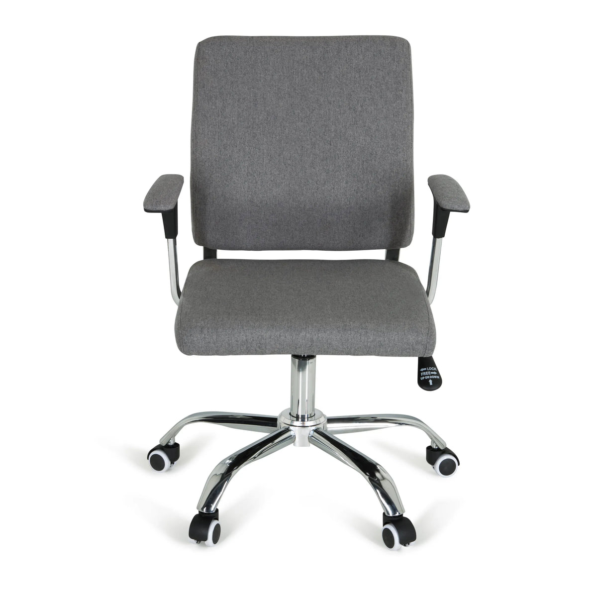 Sillón de oficina Home Office CHARLES I en color gris oscuro con reposabrazos y base de cinco ruedas de hjh OFFICE – vista de 360° (vista frontal 0°)