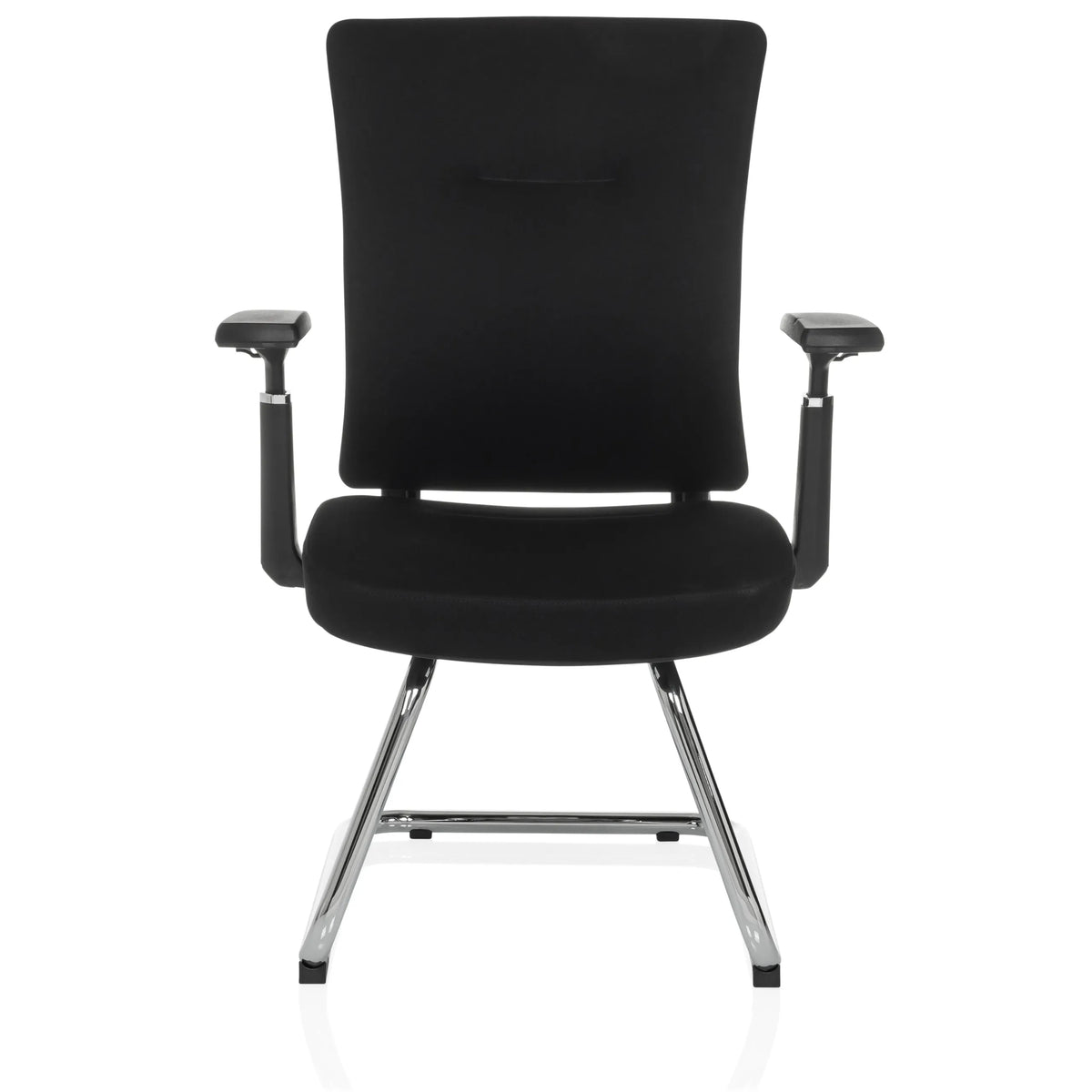 Silla viga voladiza CAPTIVO PRO V negra con reposabrazos y tapizado en tela de hjh OFFICE – vista de 360° (vista frontal 0°)