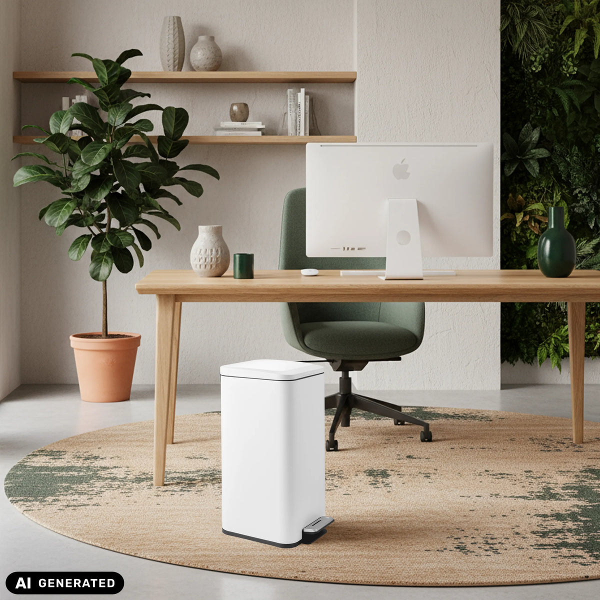Papelera blanca Clean Square con capacidad de 30 litros de hjh OFFICE (imagen generada por IA)