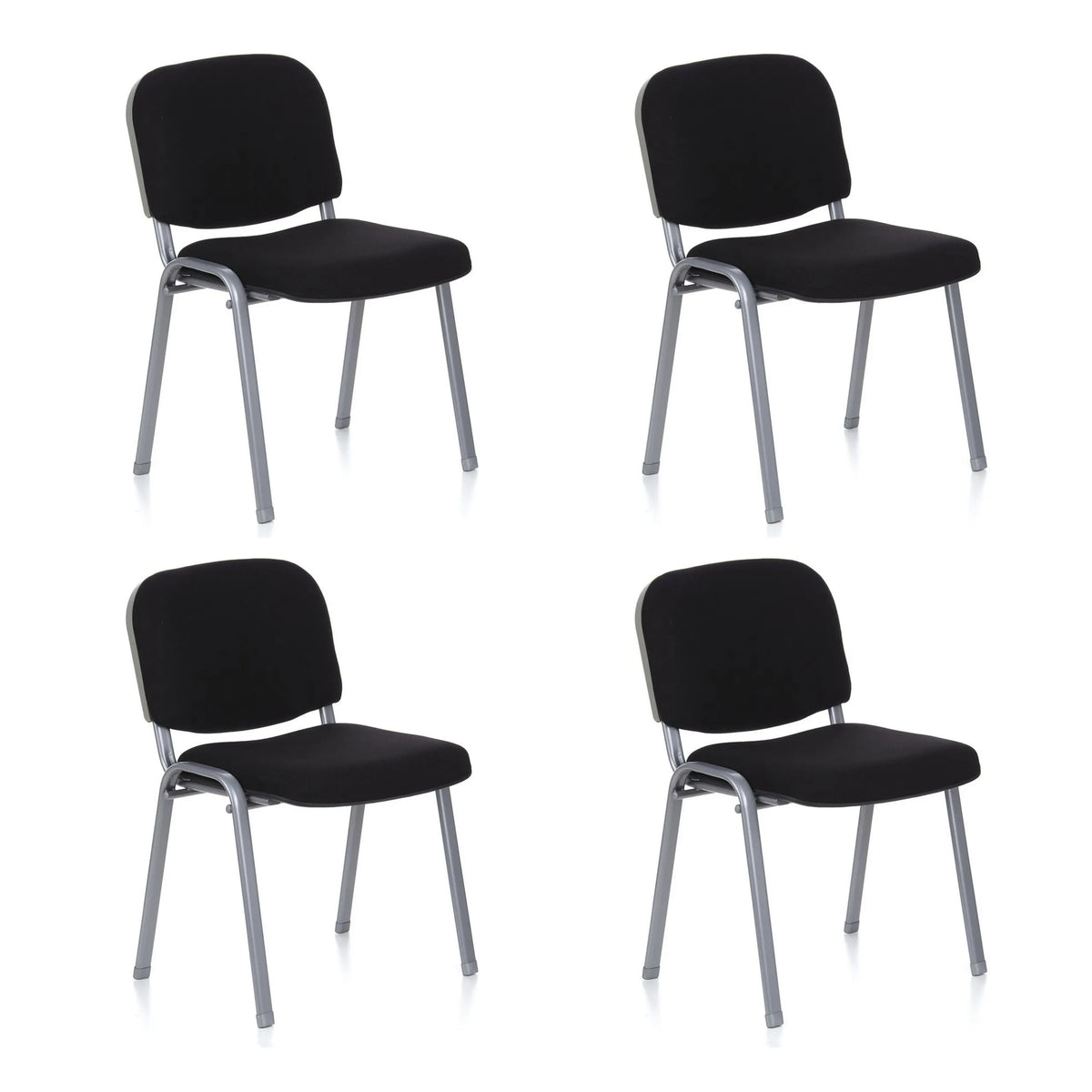 Pack de cuatro sillas de cuatro patas XT 600 S en negro con estructura plateada de hjh OFFICE