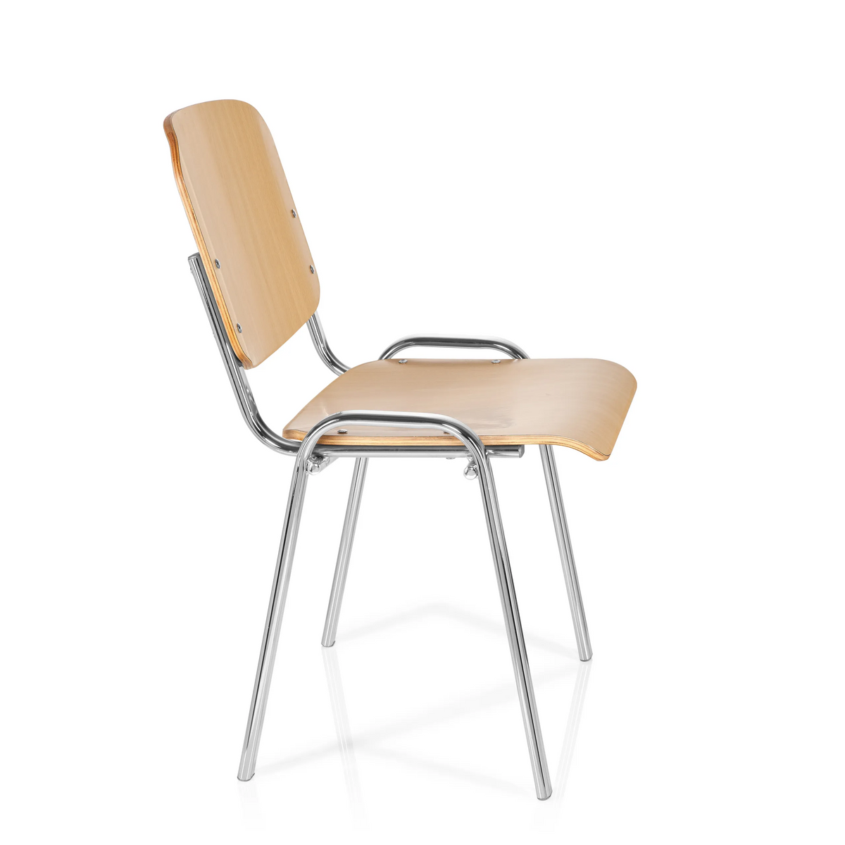 Silla de cuatro patas XT 600 C H en haya con estructura de cromo de hjh OFFICE – vista de 360° (vista lateral 80°)
