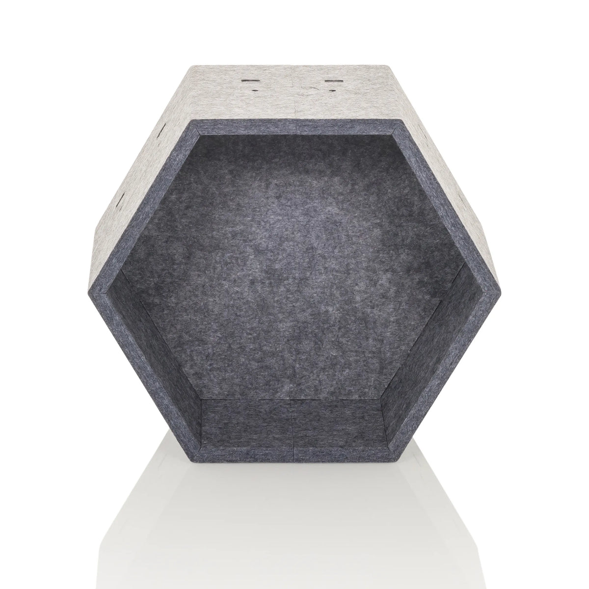Separador hexagonal de fieltro gris FLEXMIUT STORE S de hjh OFFICE – vista de 360° (vista frontal 0°)