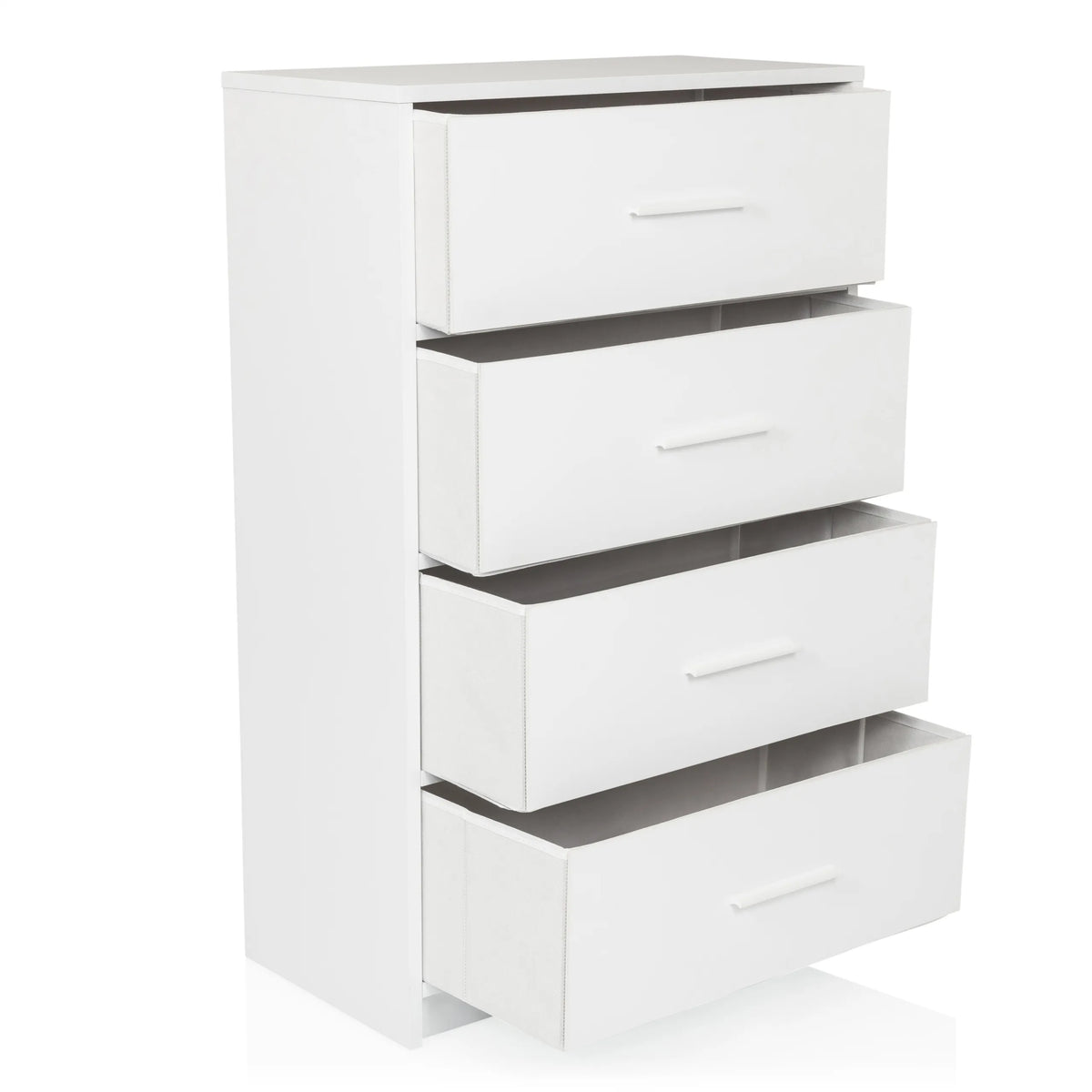 Cómoda blanca ESTORIA con cuatro cajones y tiradores sencillos de hjh LIVING