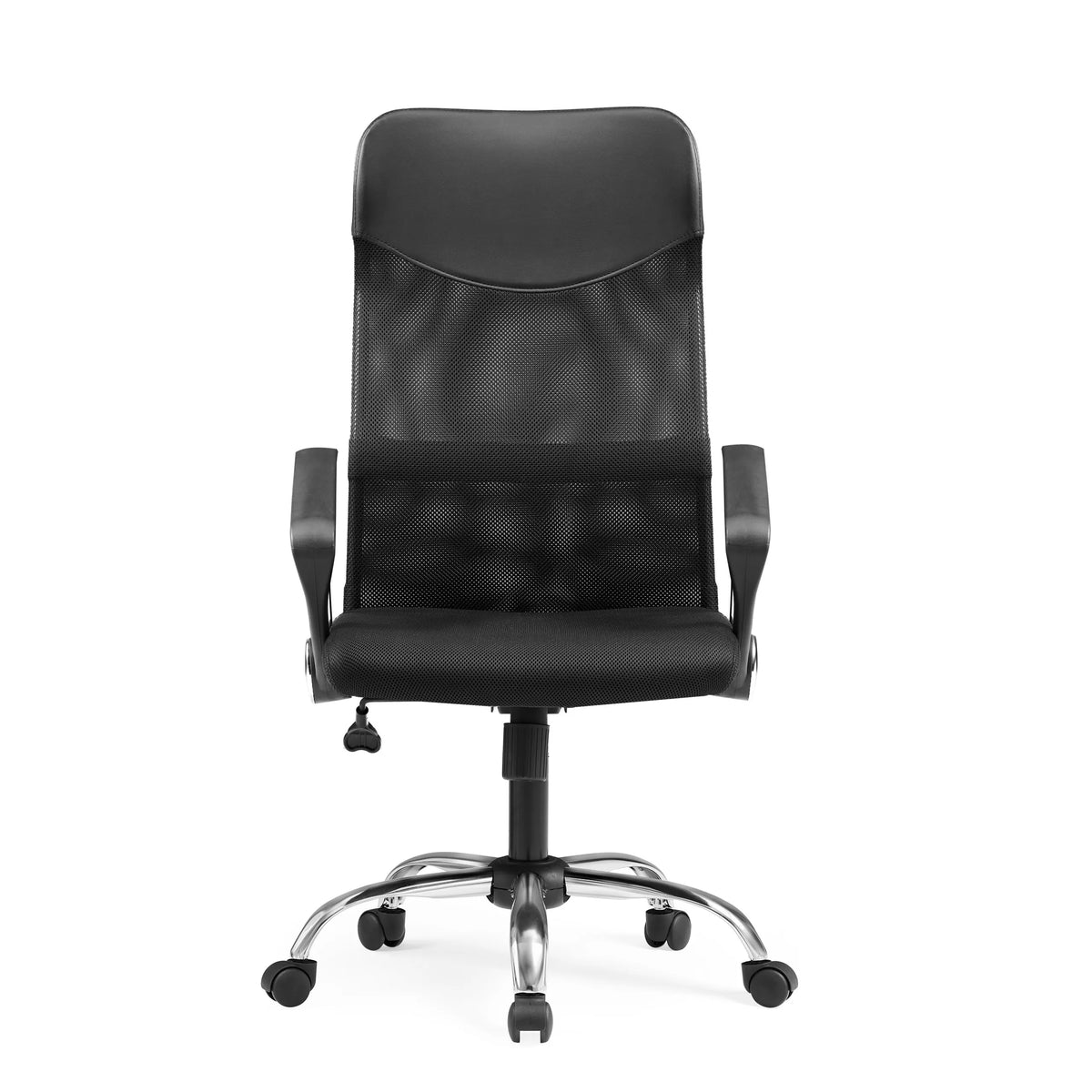 Sillón de oficina Home Office PURE NET negro con respaldo de malla y base de cinco ruedas de hjh OFFICE – vista de 360° (vista frontal 0°)
